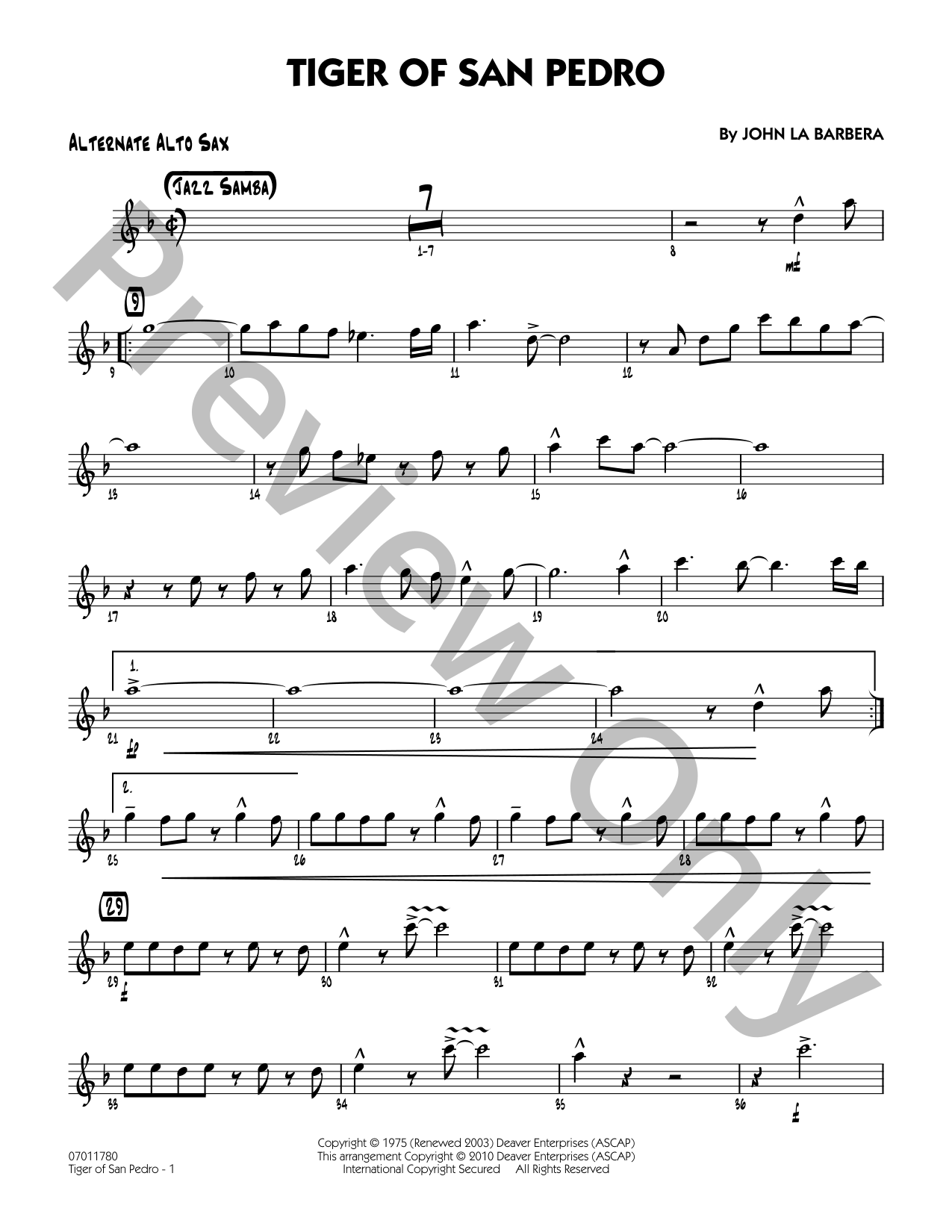 ビッグバンド譜面：Tiger of San Pedro Tiger of San Pedro Jazz Sheet Music | J.W. Pepper