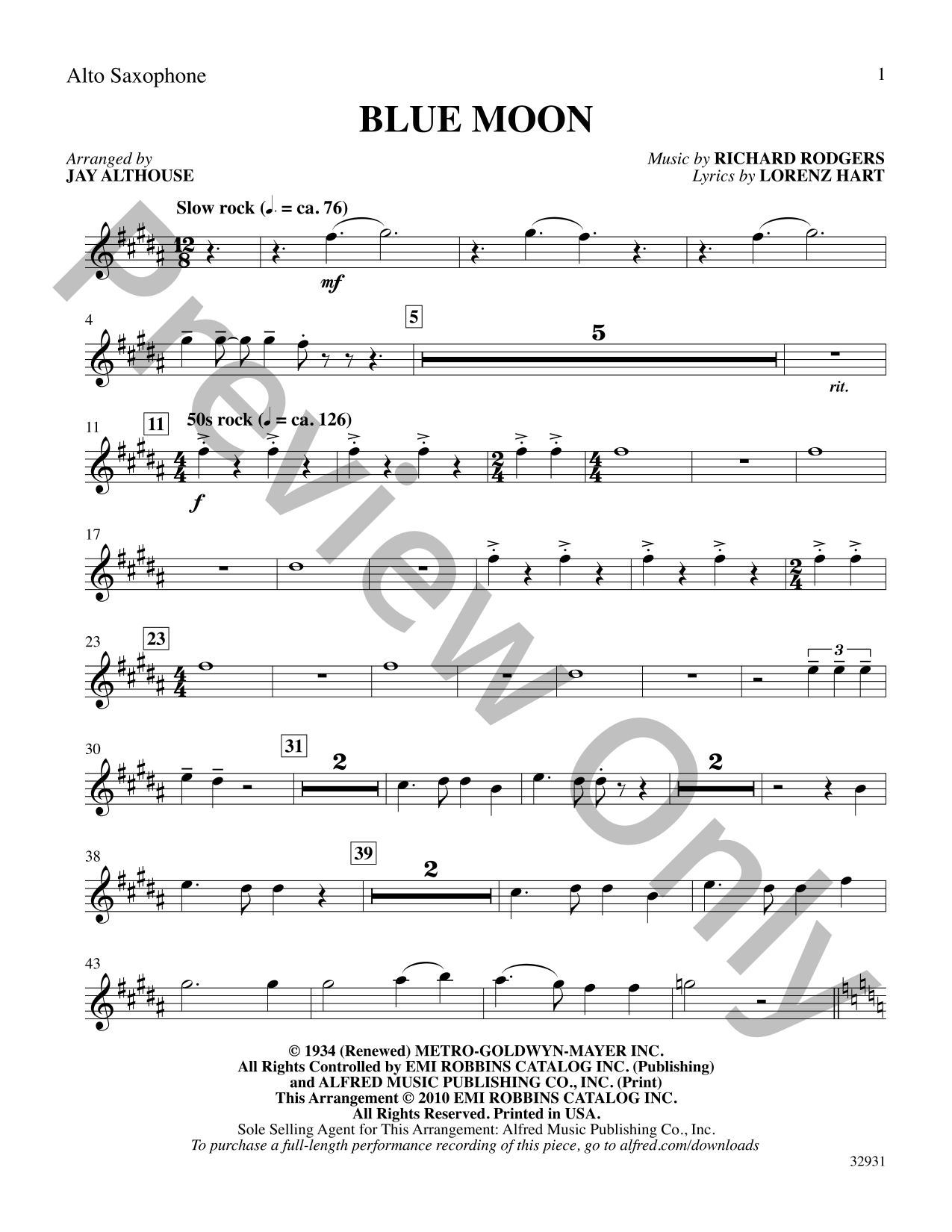 Blue Moon Choral Sheet Music | J.W. Pepper