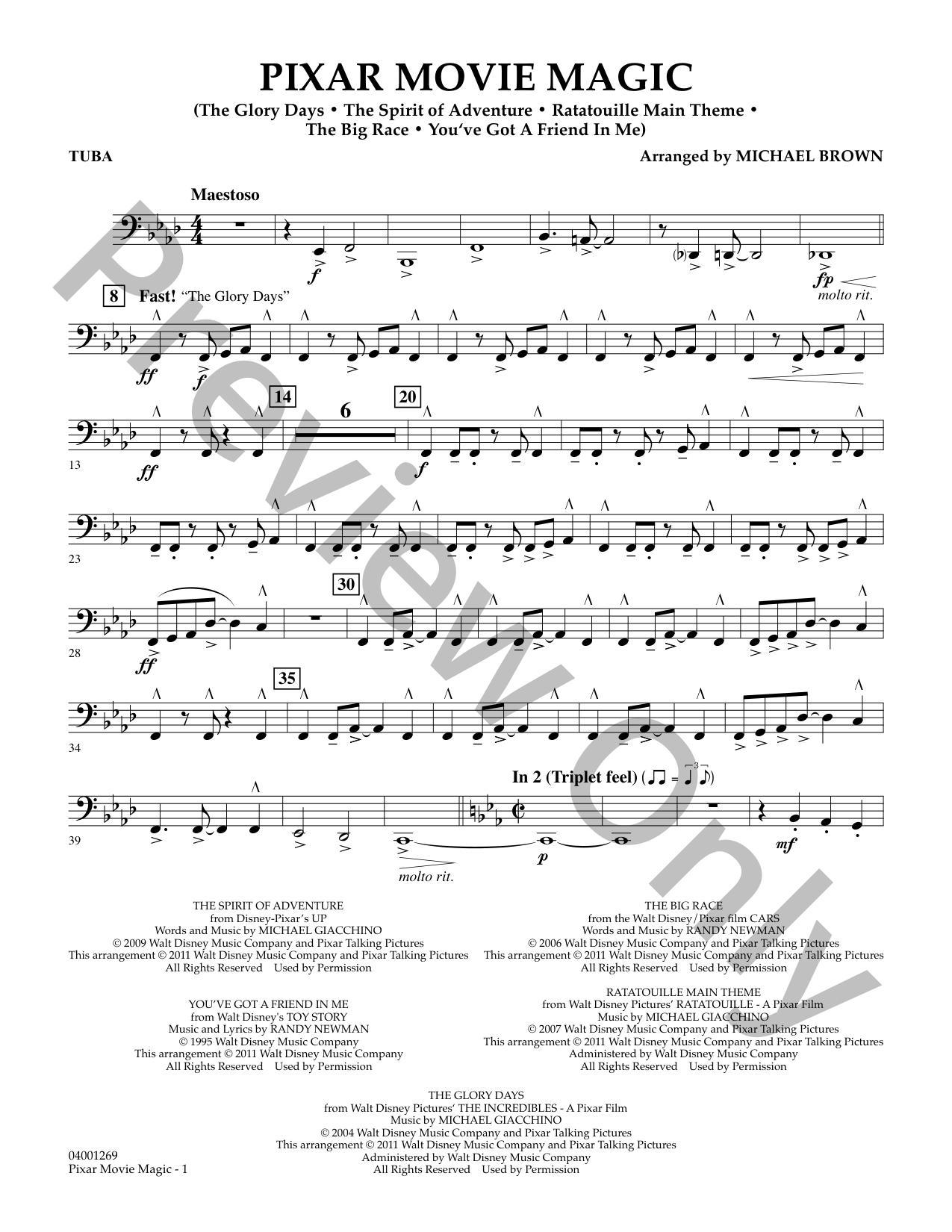 Pixar Movie Magic Concert Band Sheet Music | J.W. Pepper