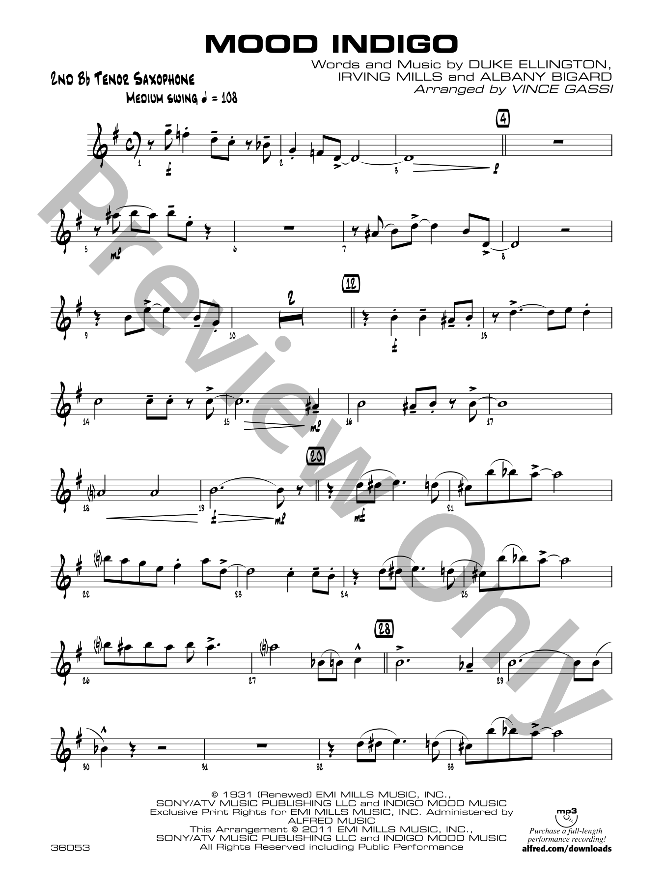 Mood Indigo Jazz Sheet Music | J.W. Pepper