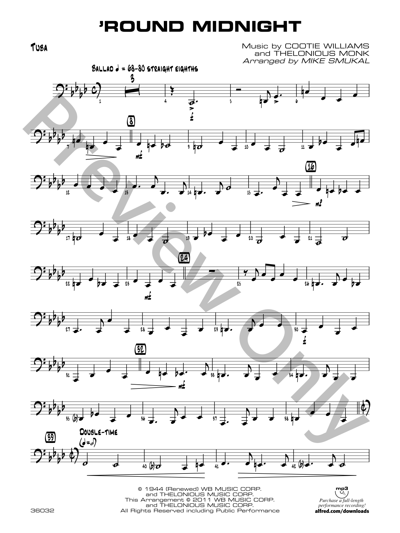 Round Midnight Jazz Sheet Music | J.W. Pepper