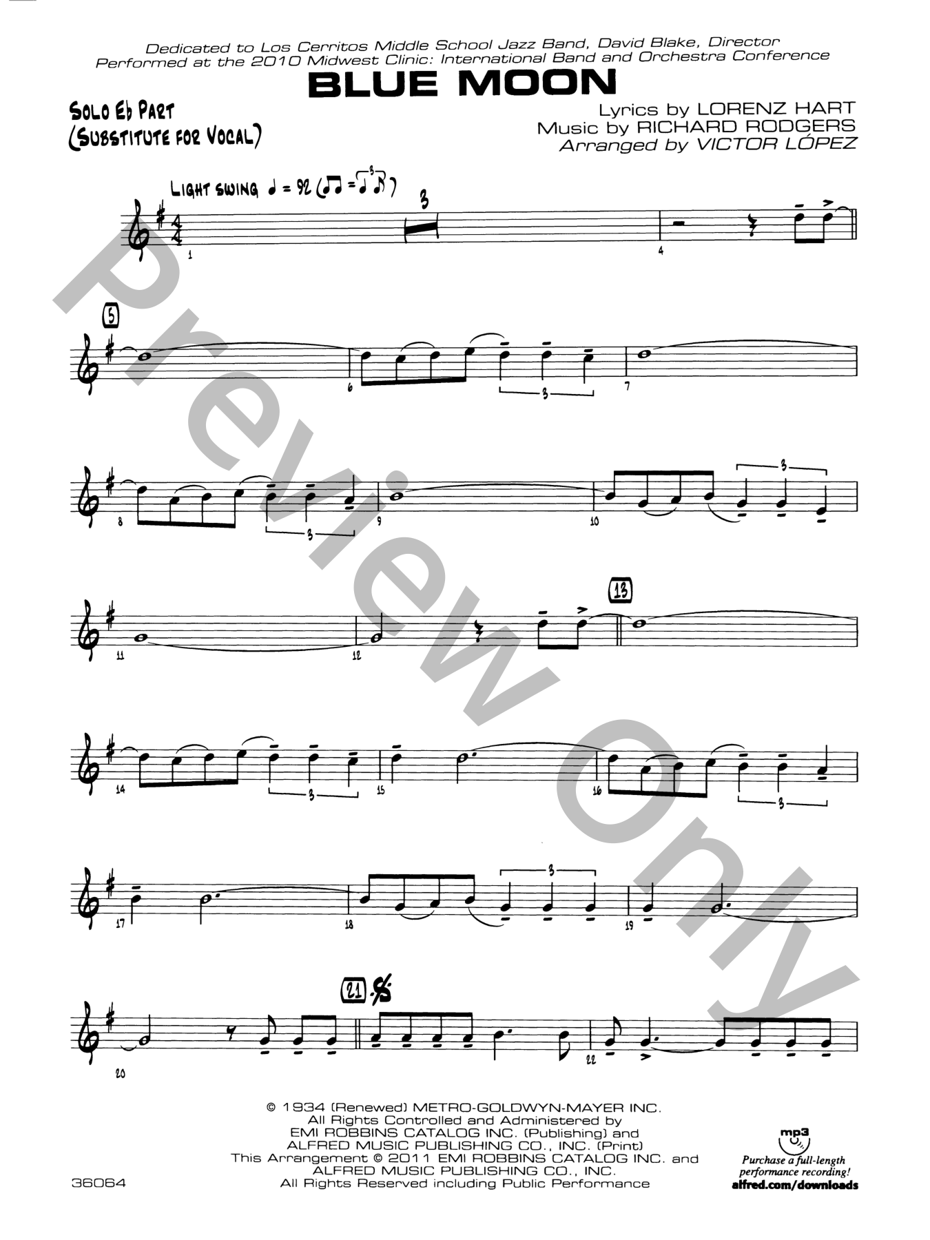 Blue Moon Jazz Sheet Music | J.W. Pepper