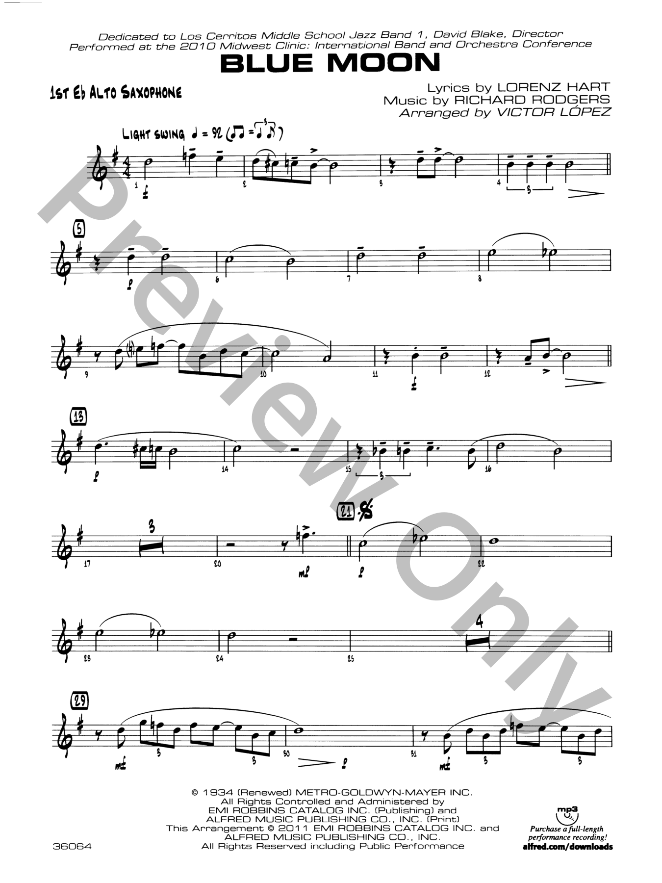Blue Moon Jazz Sheet Music | J.W. Pepper