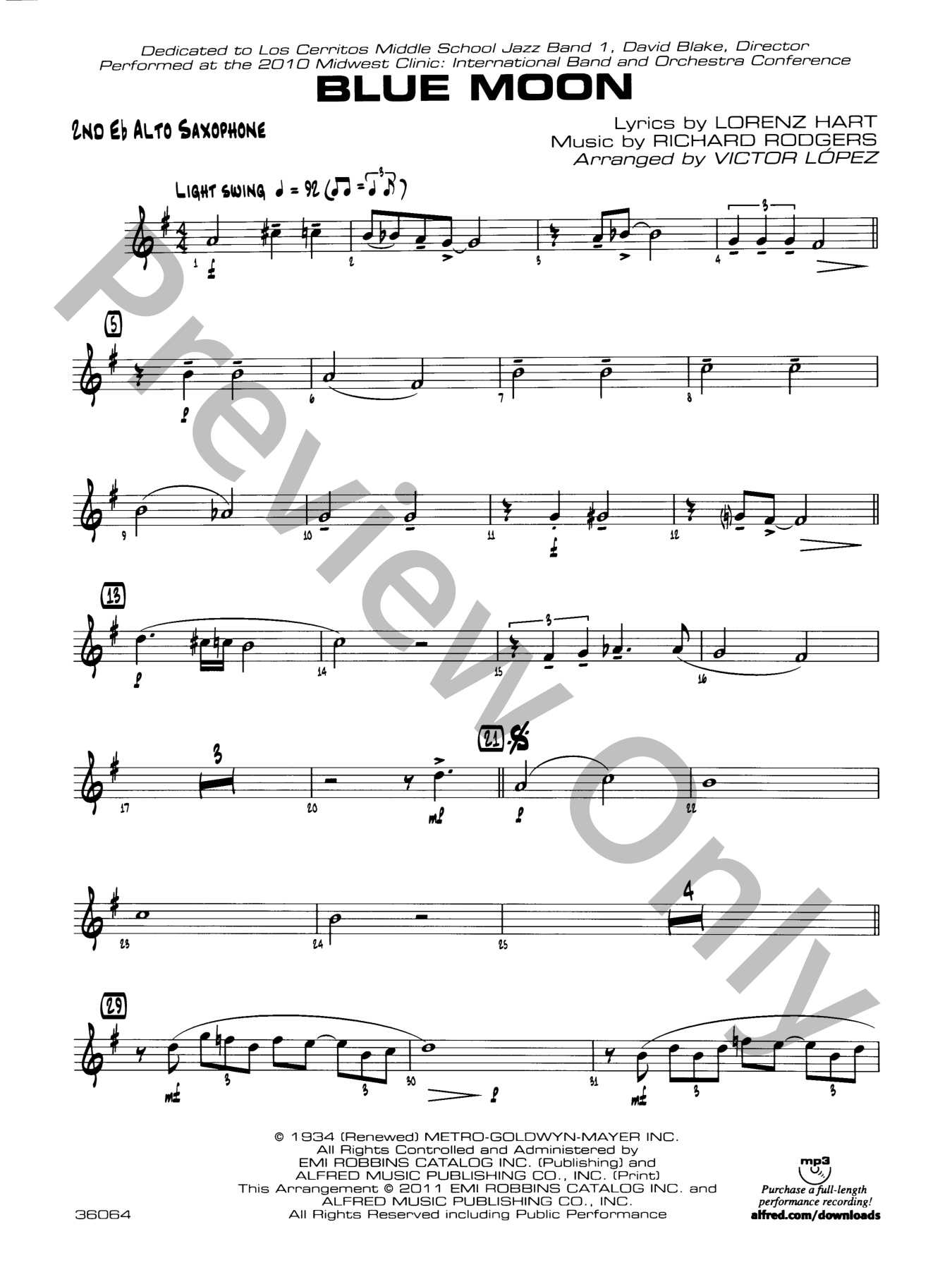 Blue Moon Jazz Sheet Music | J.W. Pepper