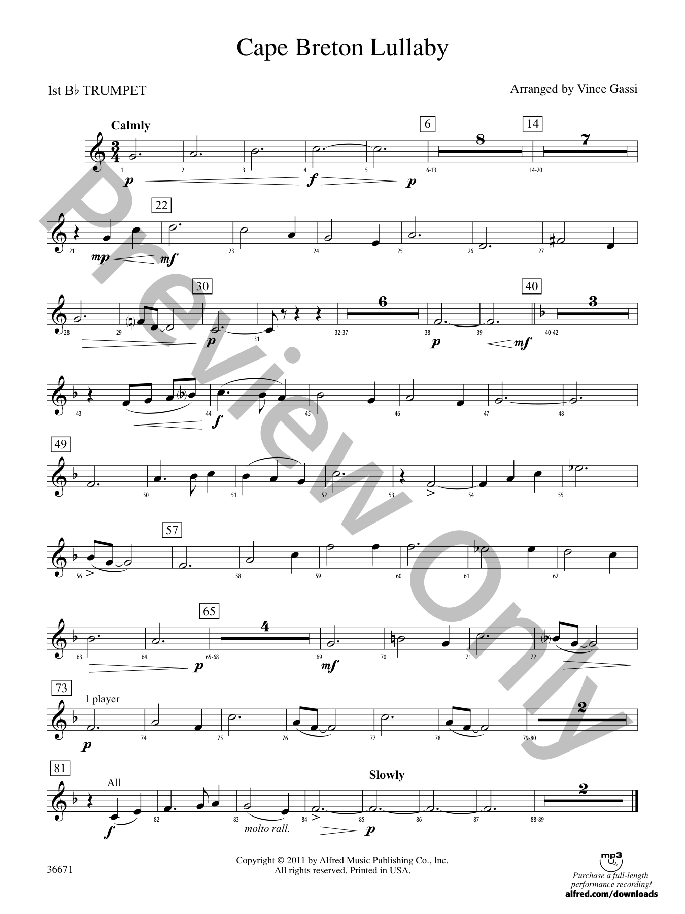 Cape Breton Lullaby Concert Band Sheet Music | J.W. Pepper