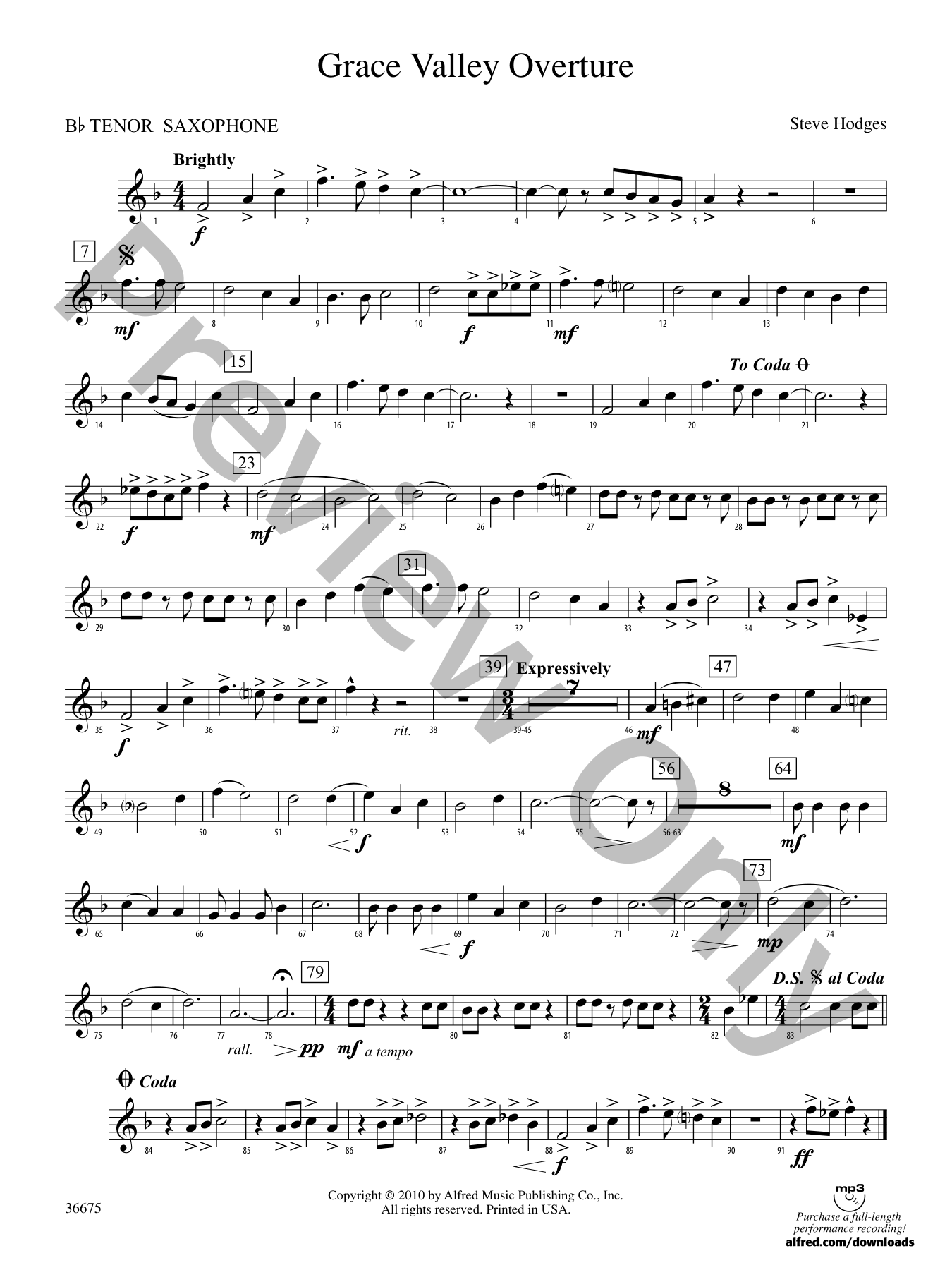 Grace Valley Overture Concert Band Sheet Music | J.W. Pepper
