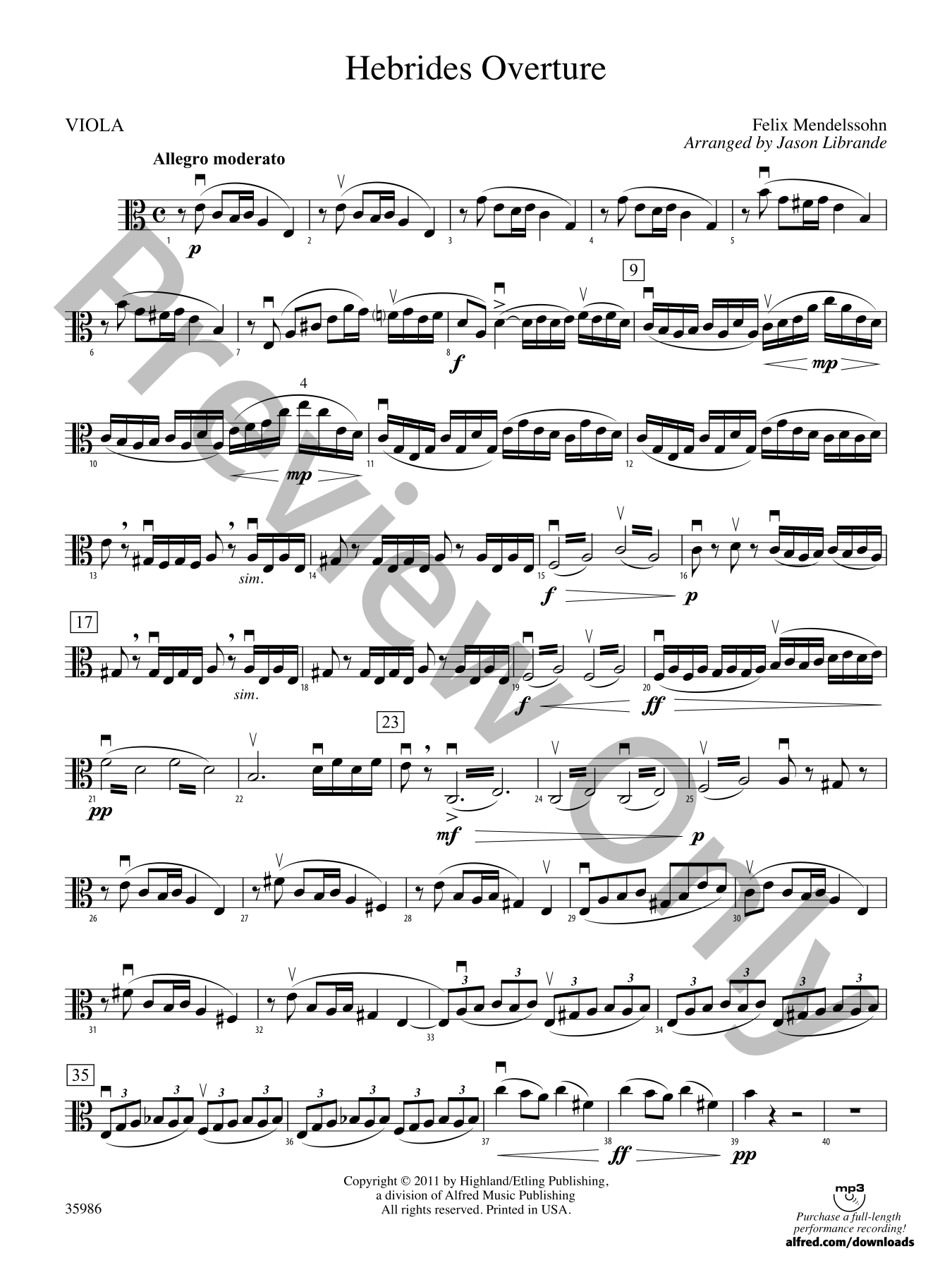 Hebrides Overture Orchestra Sheet Music | J.W. Pepper