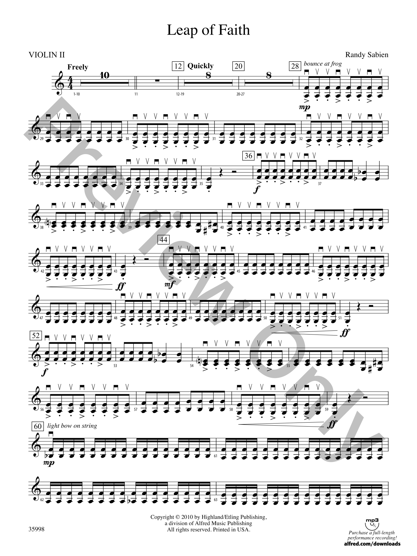 Leap of Faith Orchestra Sheet Music | J.W. Pepper