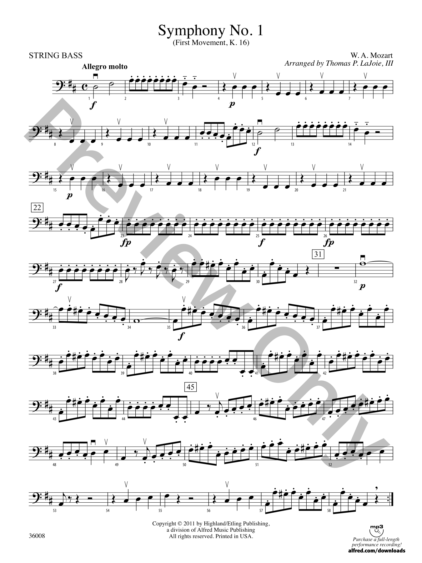 Symphony No. 1, K. 16 Orchestra Sheet Music | J.W. Pepper