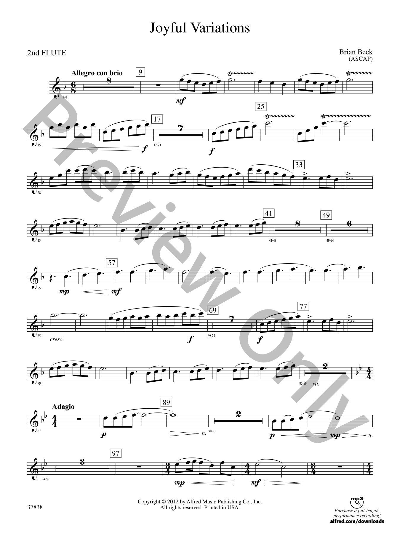 Joyful Variations Concert Band Sheet Music | J.W. Pepper