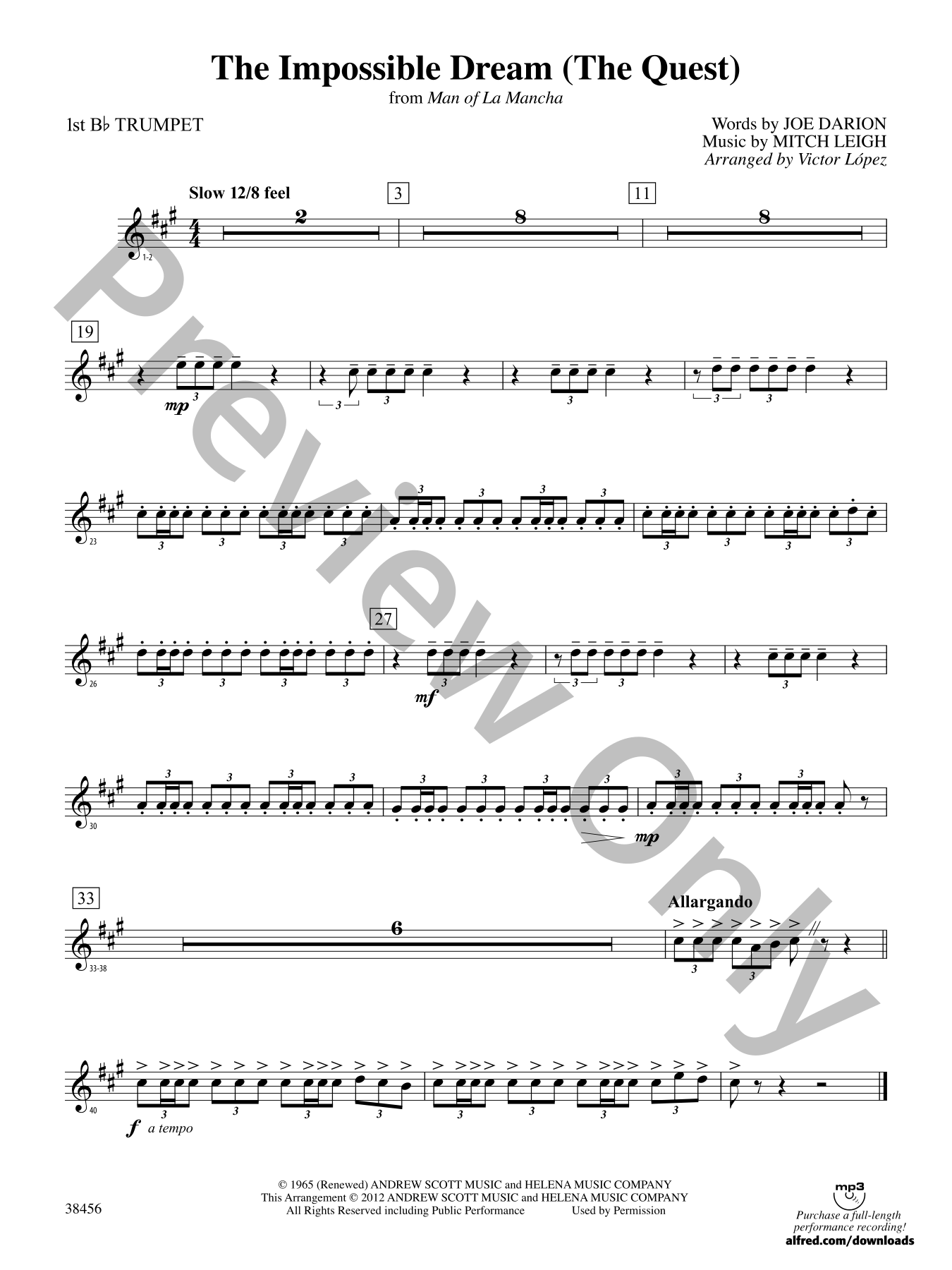 The Impossible Dream Orchestra Sheet Music | J.W. Pepper