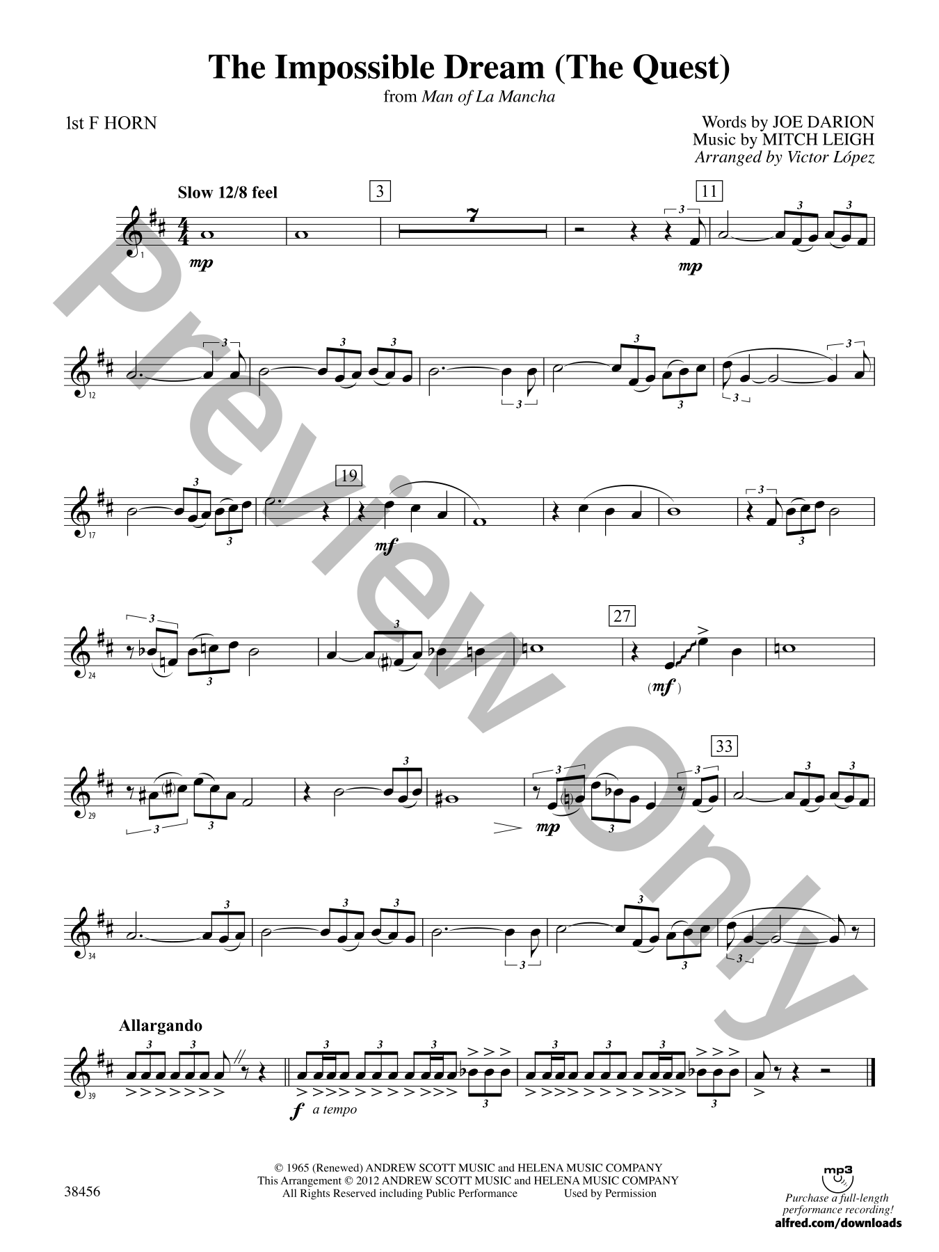 The Impossible Dream Orchestra Sheet Music | J.W. Pepper