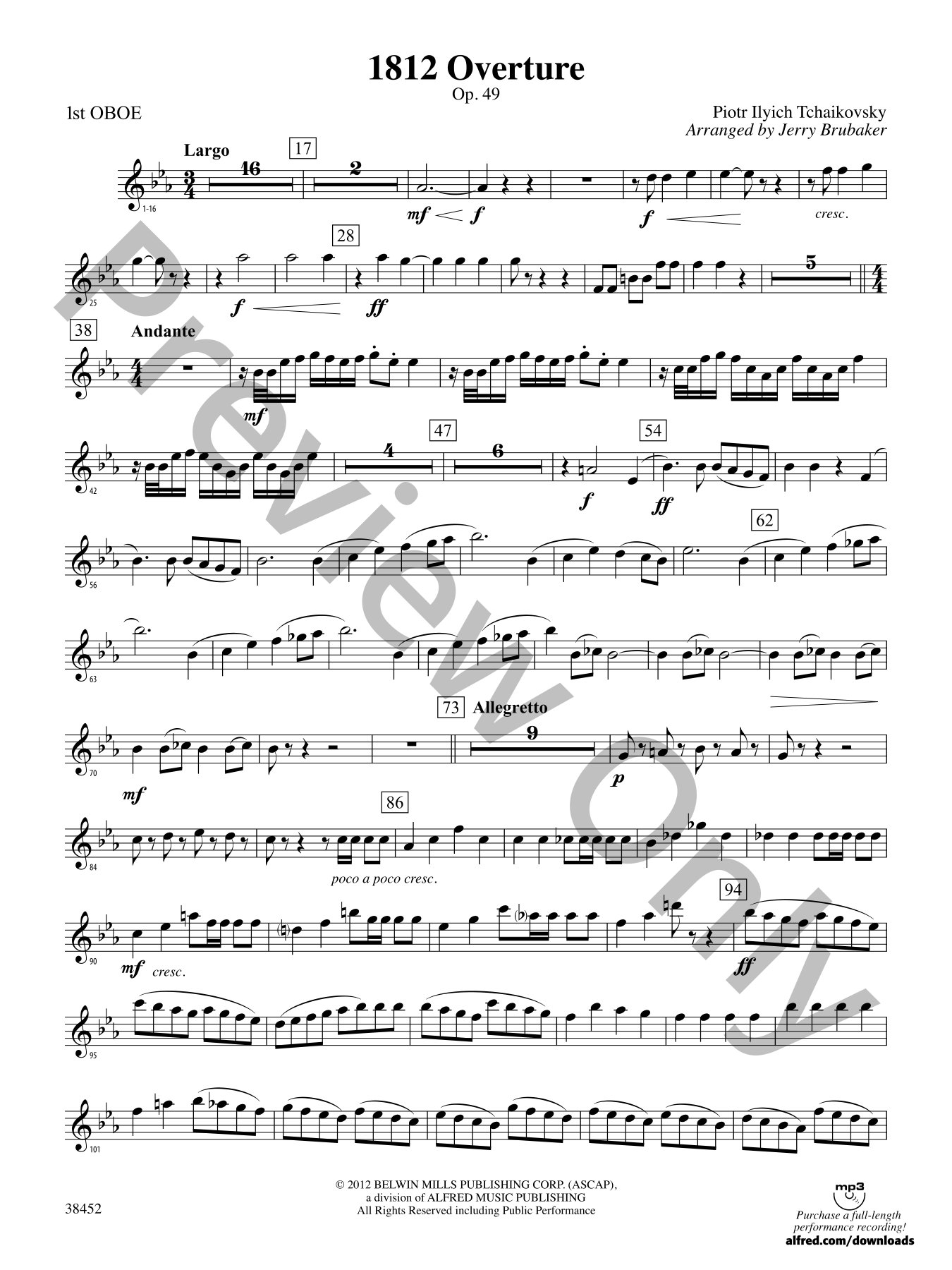1812 Overture Orchestra Sheet Music | J.W. Pepper
