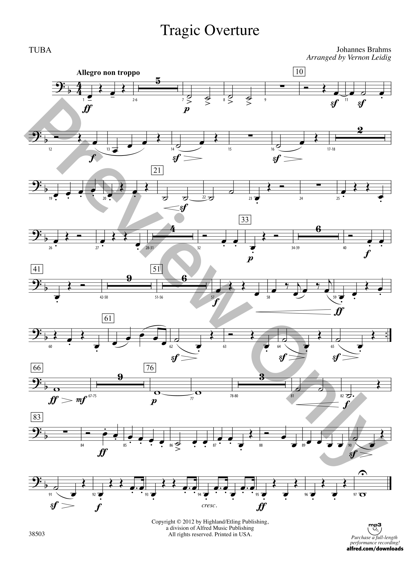 邦楽 Tragic Orchestra / not2belikesomeone Tragic Overture Orchestra Sheet Music | J.W. Pepper