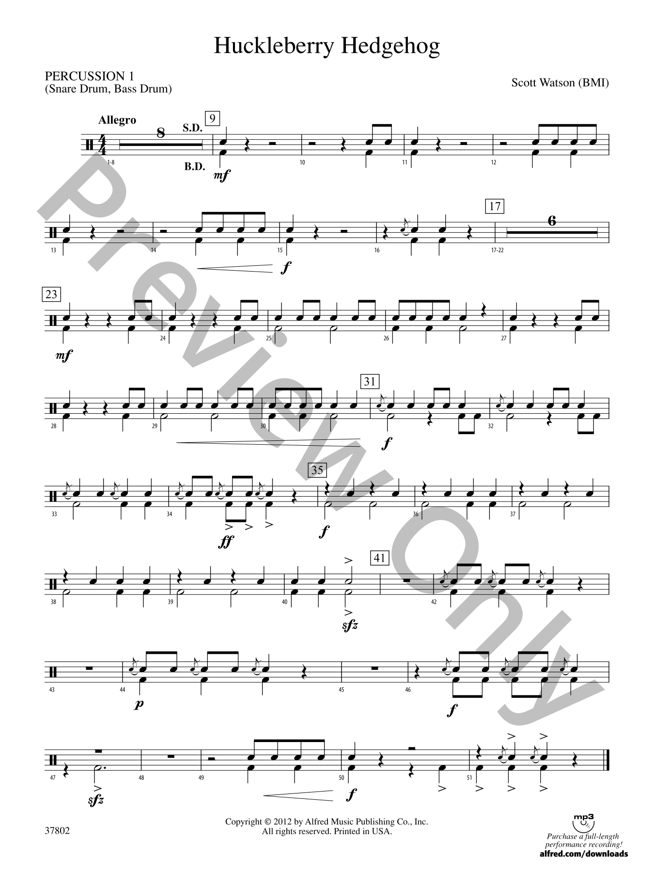 Huckleberry Hedgehog Concert Band Sheet Music | J.W. Pepper