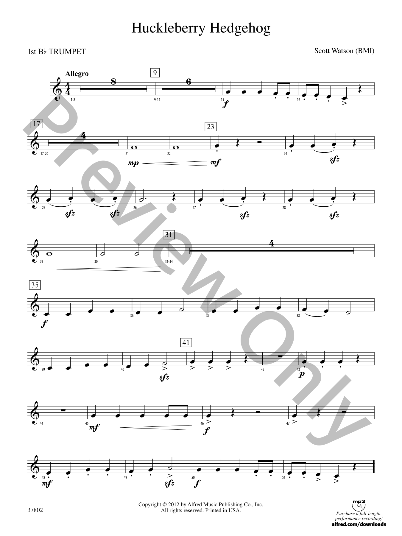 Huckleberry Hedgehog Concert Band Sheet Music | J.W. Pepper