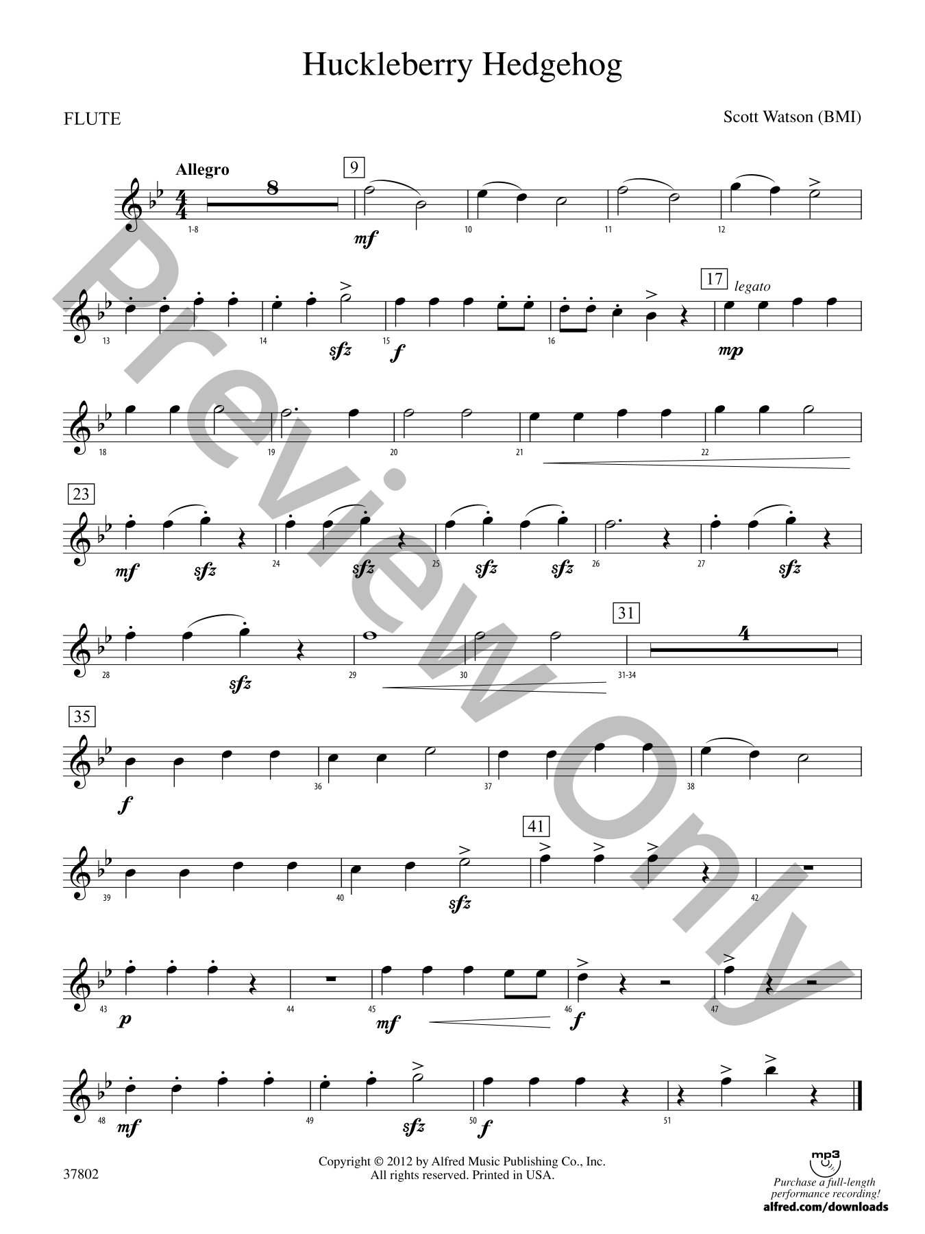 Huckleberry Hedgehog Concert Band Sheet Music | J.W. Pepper
