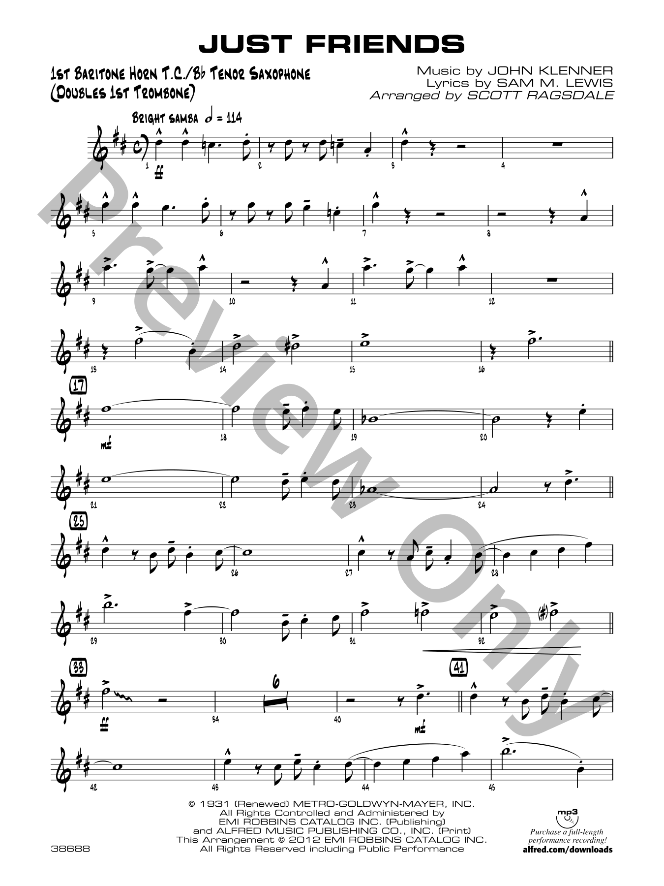 ビッグバンド楽譜「JUST FRIENDS」DOC SEVERINSEN Just Friends Jazz Sheet Music | J.W. Pepper