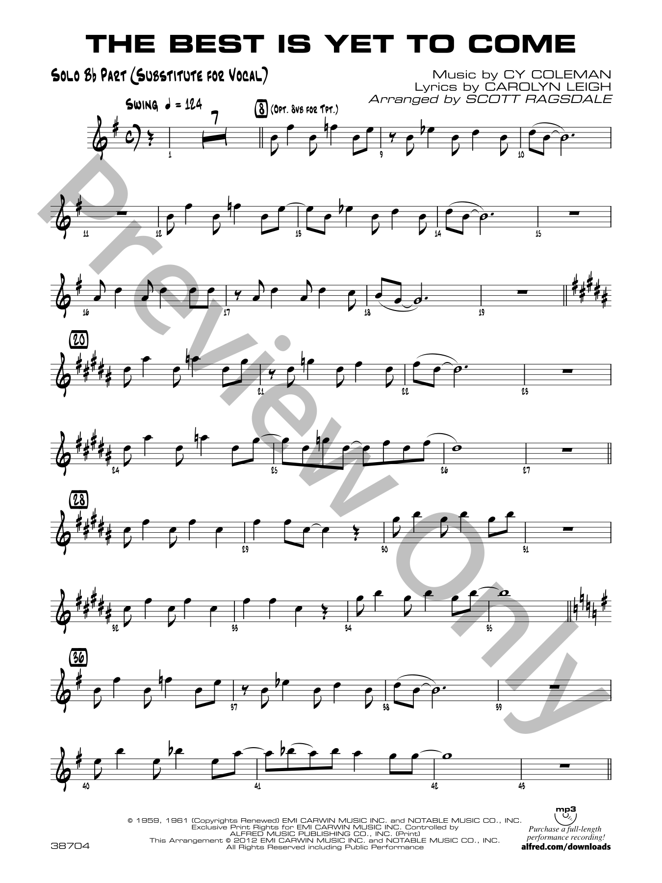 The Best Is Yet to Come Jazz Sheet Music | J.W. Pepper