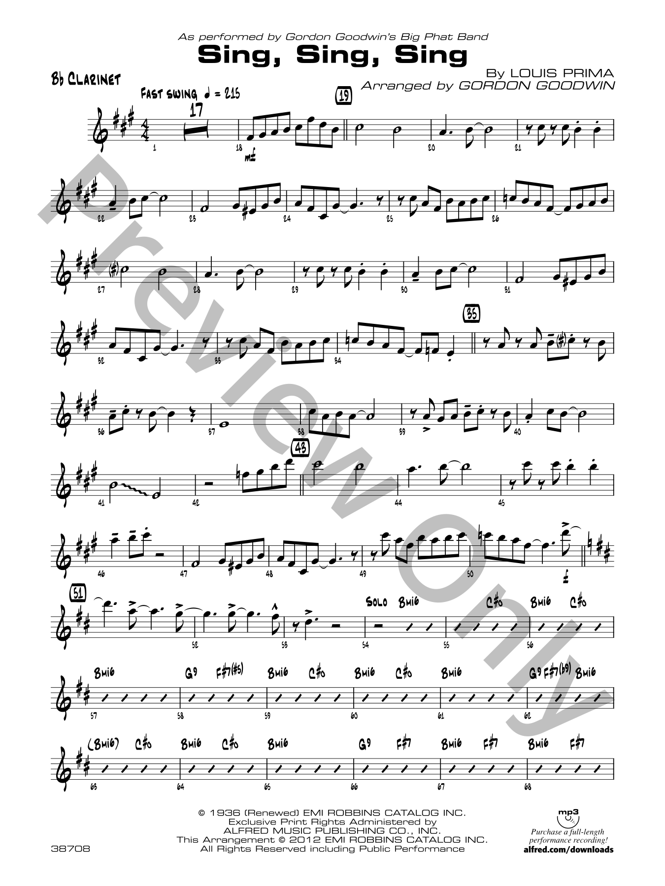 Sing, Sing, Sing Jazz Sheet Music | J.W. Pepper