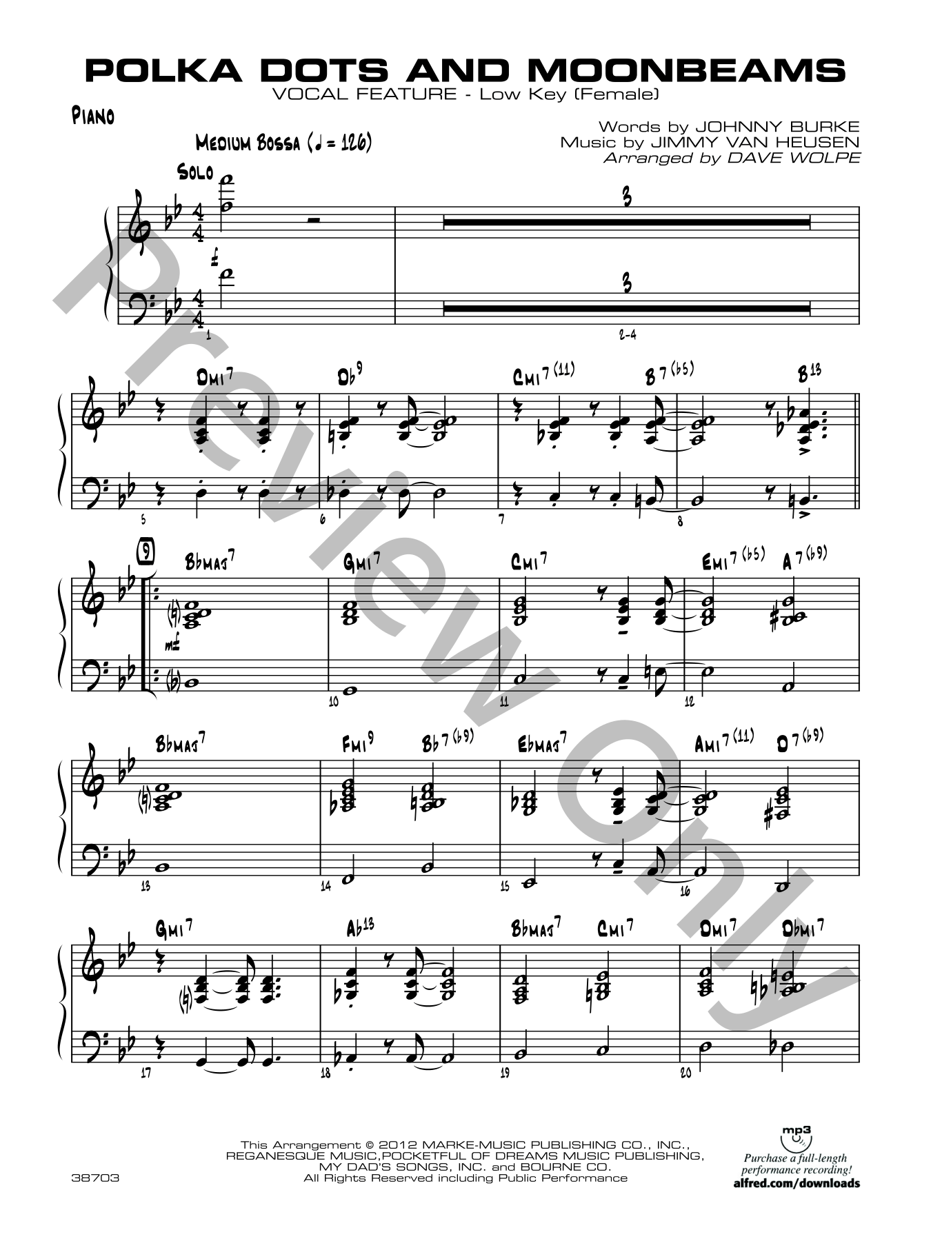 Polka Dots and Moonbeams Jazz Sheet Music | J.W. Pepper