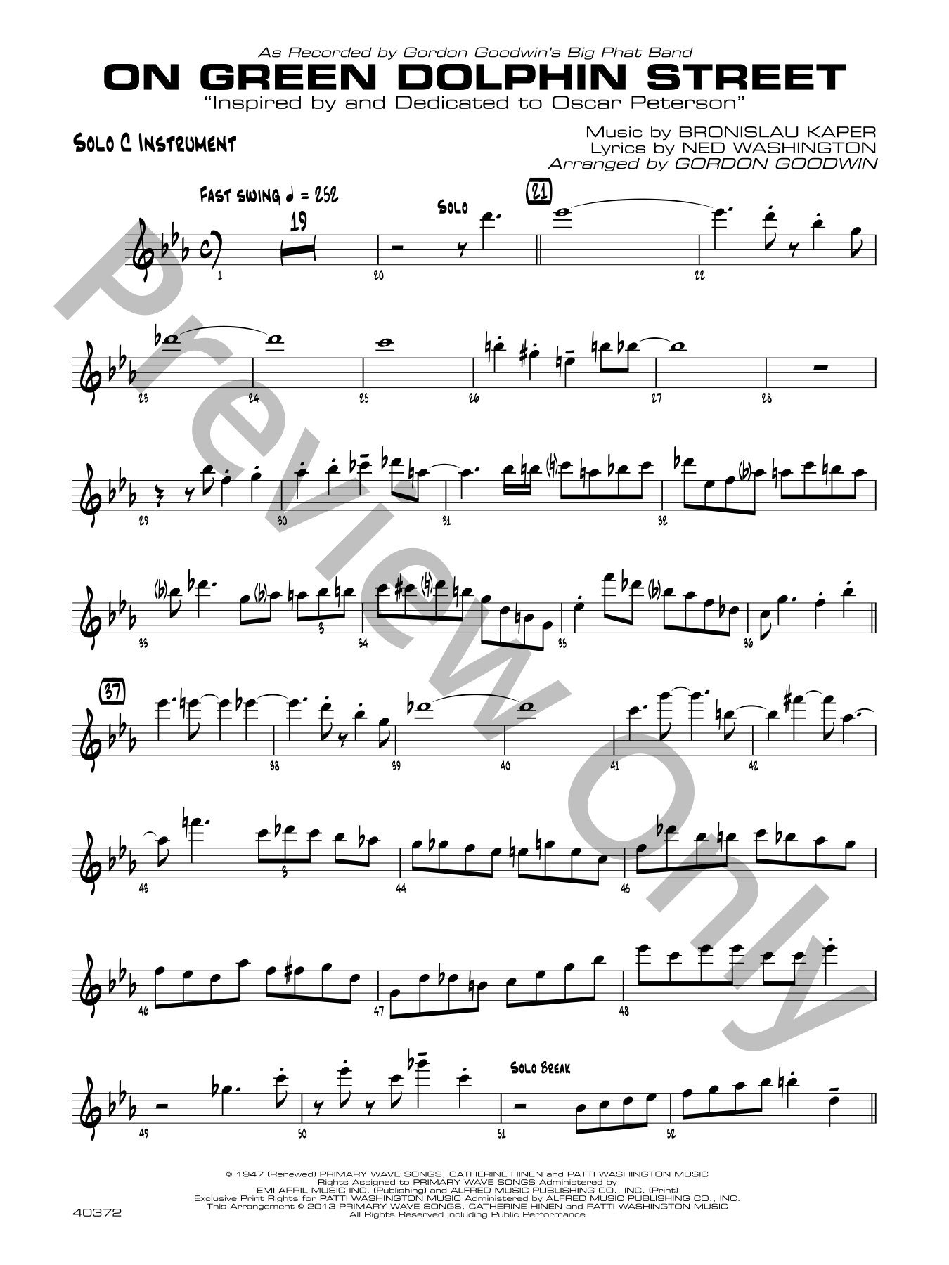 On Green Dolphin Street Jazz Sheet Music | J.W. Pepper