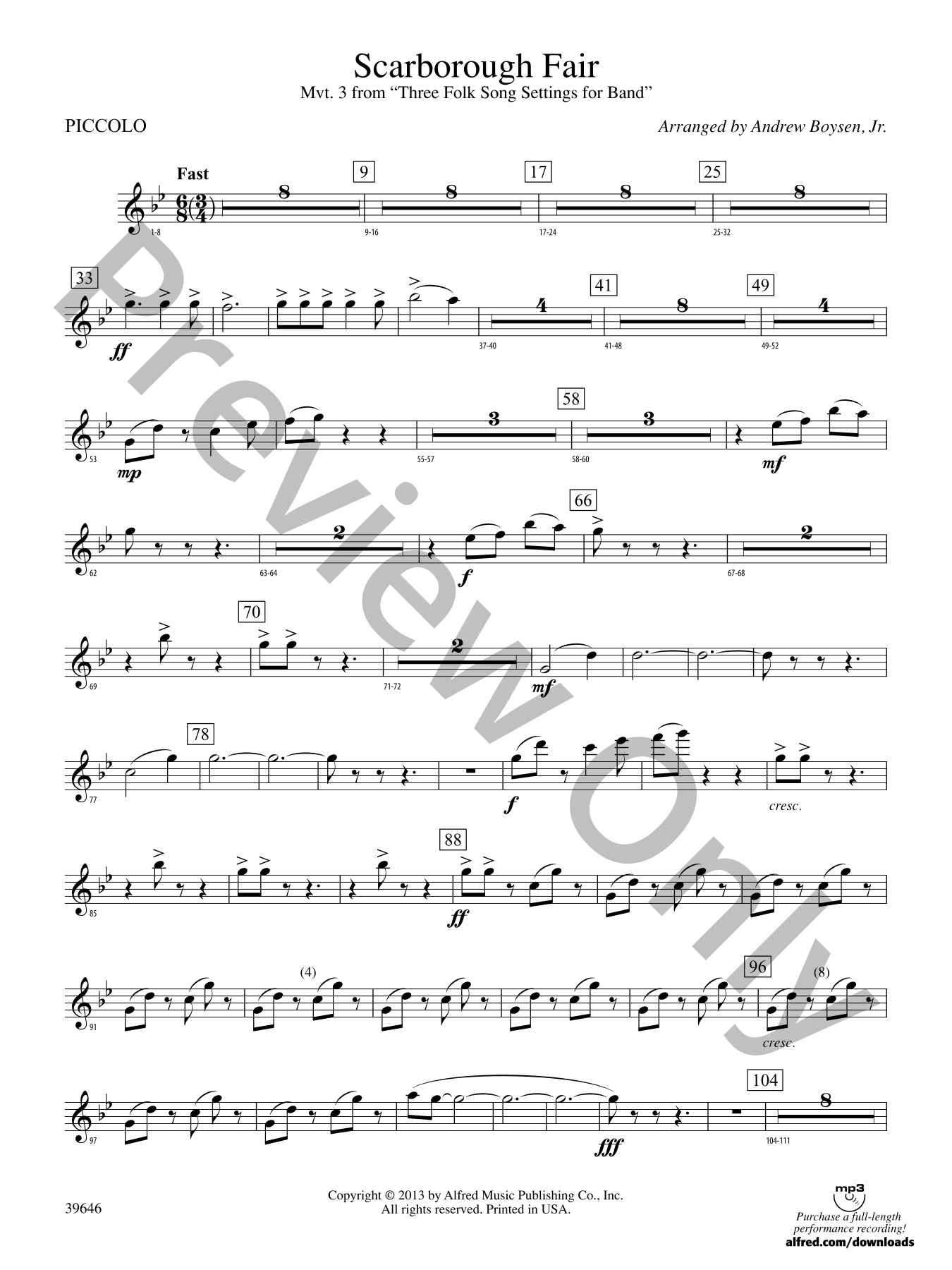 Scarborough Fair Concert Band Sheet Music | J.W. Pepper