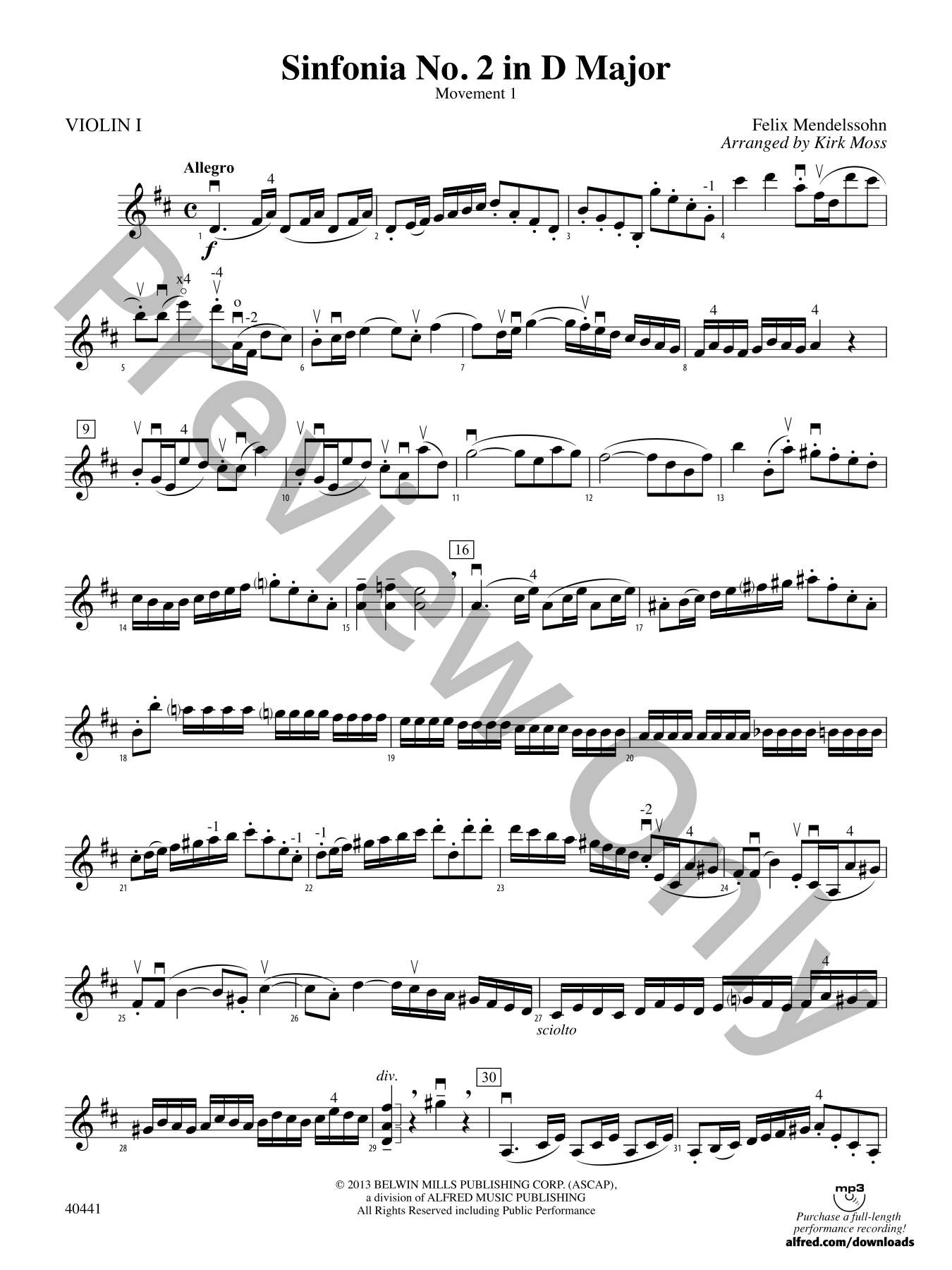 Sinfonia No. 2 in D Major Orchestra Sheet Music | J.W. Pepper
