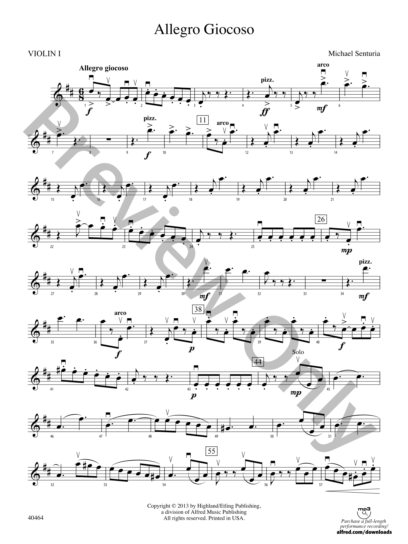 Allegro Giocoso Orchestra Sheet Music | J.W. Pepper