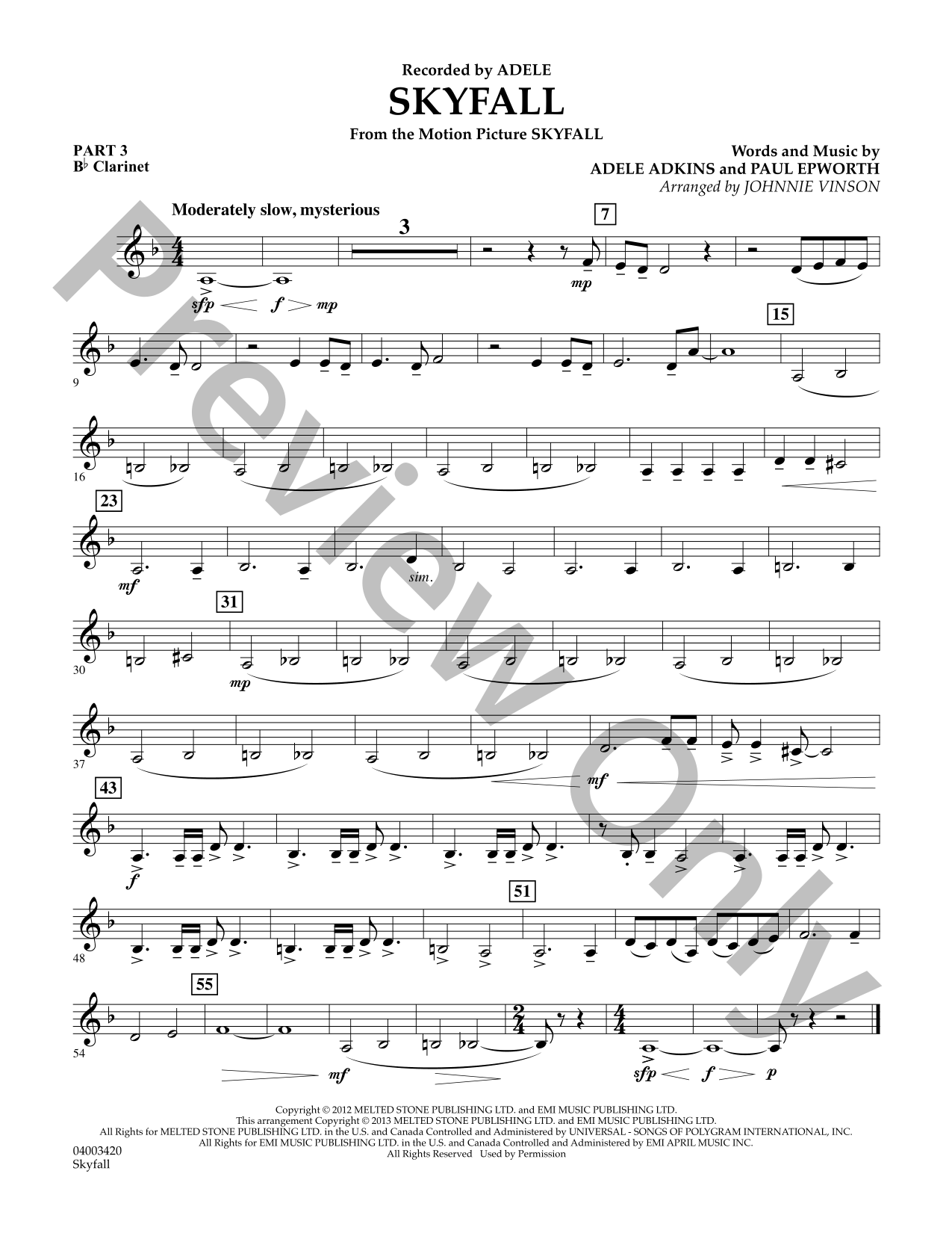 Skyfall Concert Band Sheet Music | J.W. Pepper