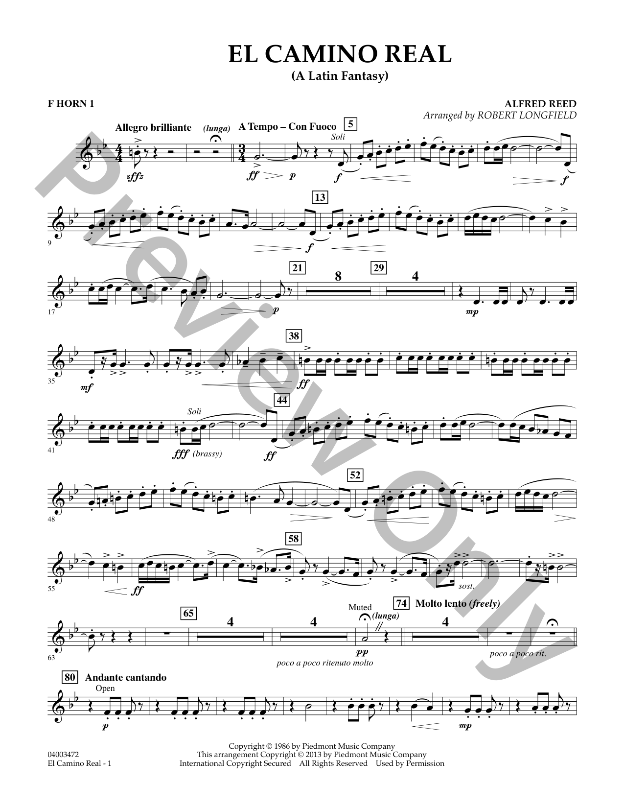 El Camino Real Concert Band Sheet Music | J.W. Pepper