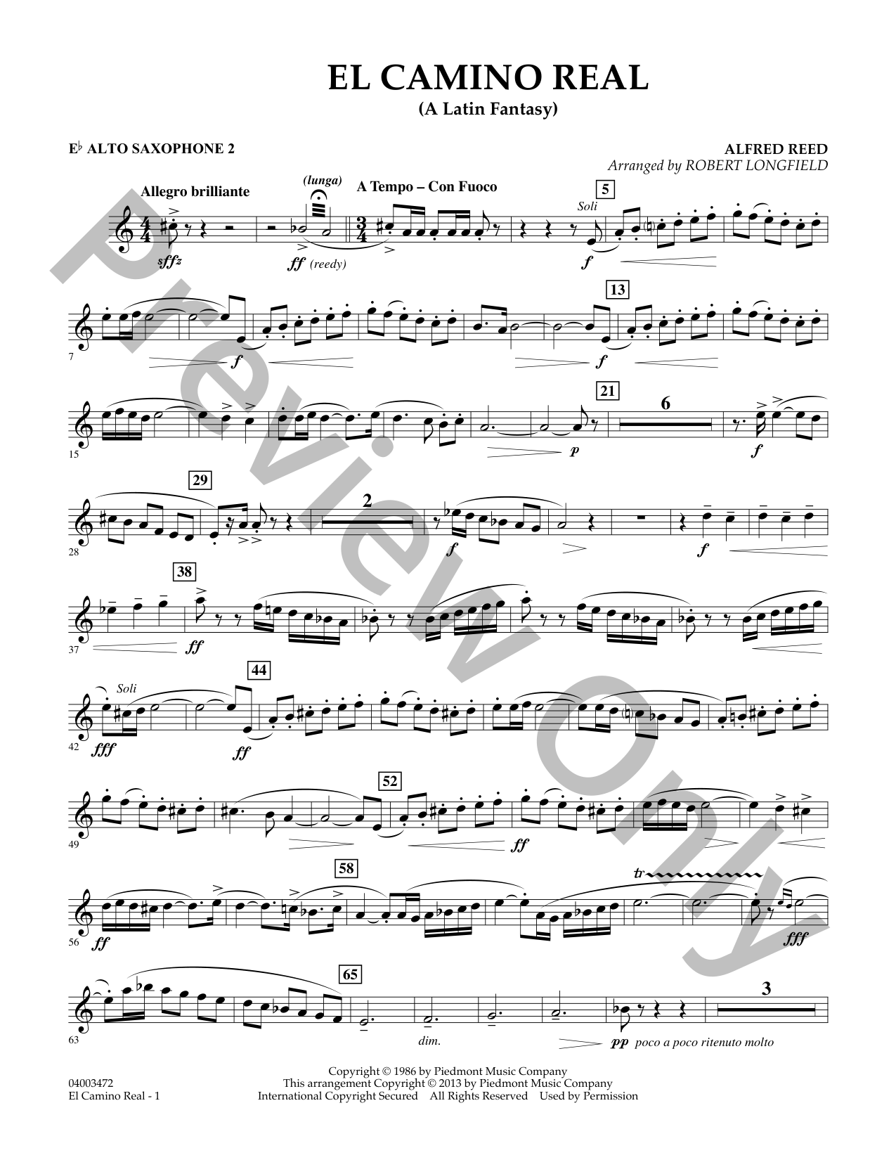 El Camino Real Concert Band Sheet Music | J.W. Pepper