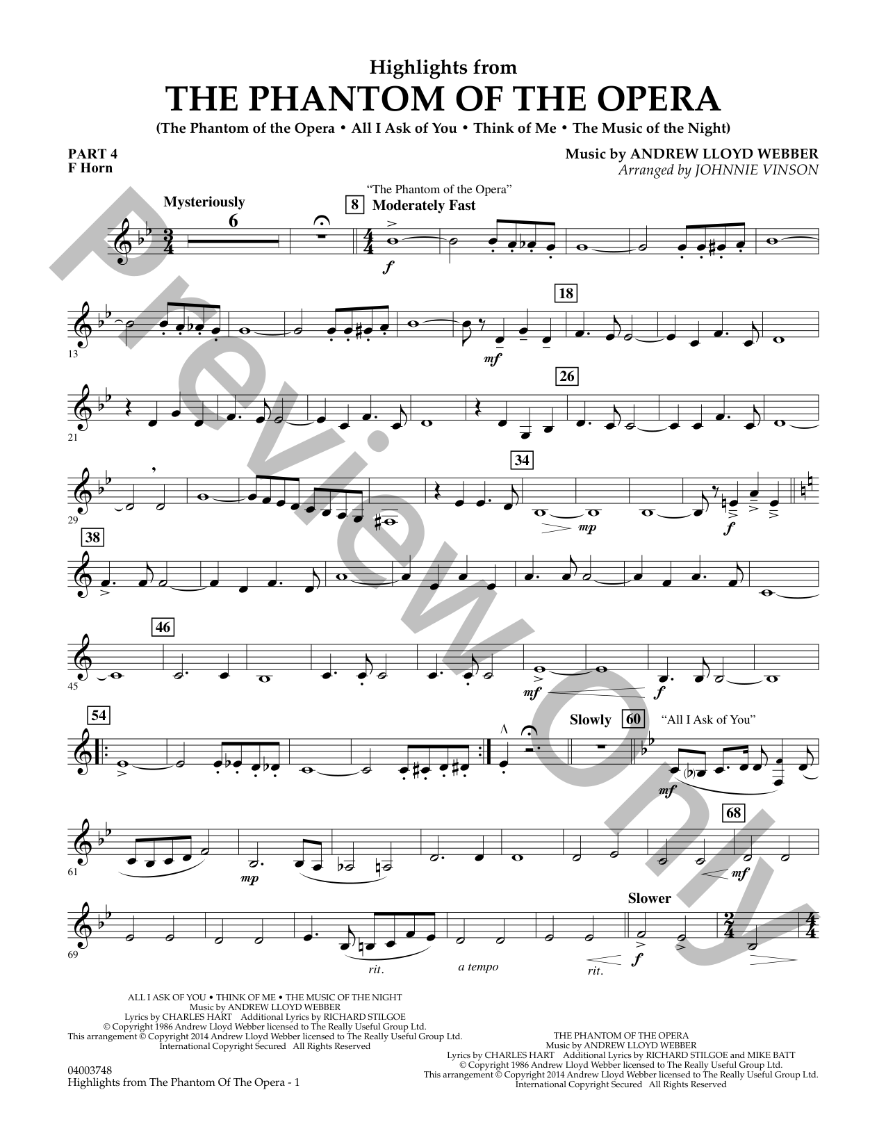 The Phantom of the Opera Concert Band Sheet Music | J.W. Pepper