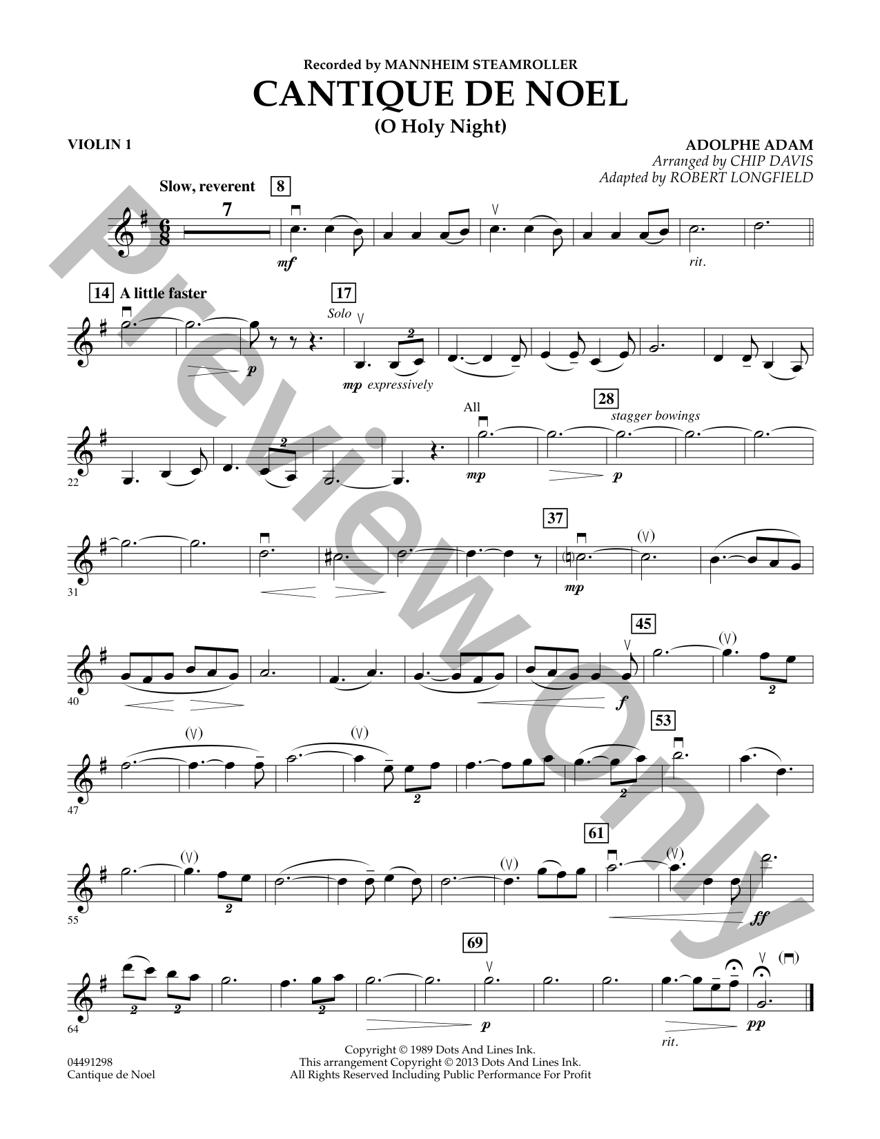 Cantique de Noel Orchestra Sheet Music | J.W. Pepper