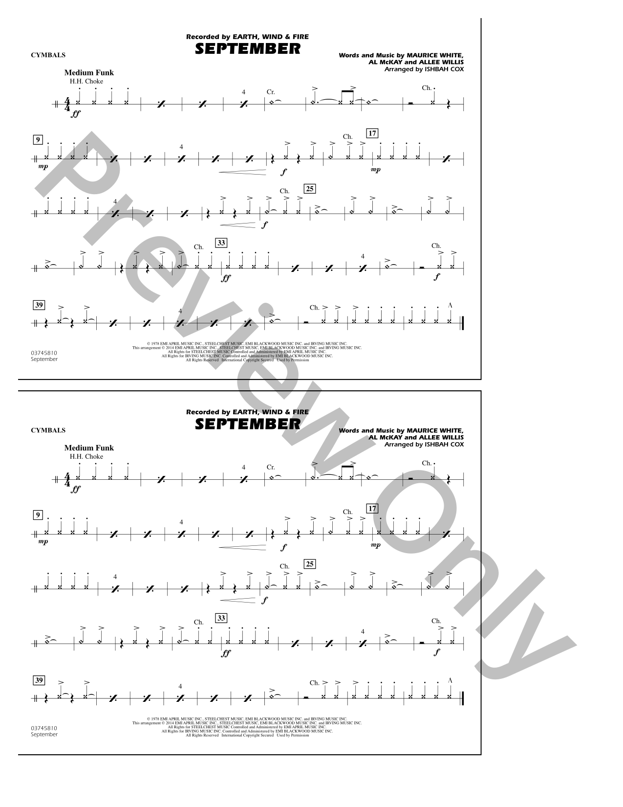 September Marching Band Sheet Music | J.W. Pepper