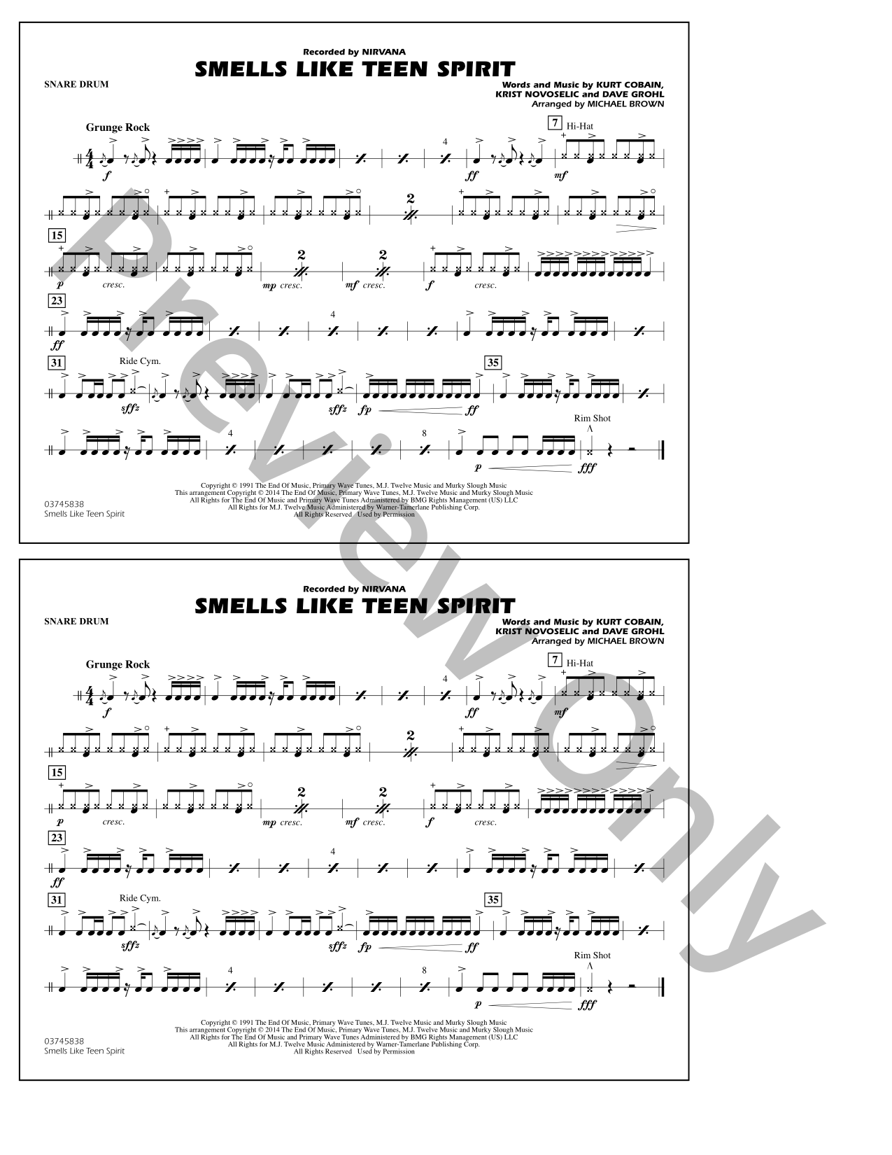 Smells Like Teen Spirit Marching Band Sheet Music | J.W. Pepper