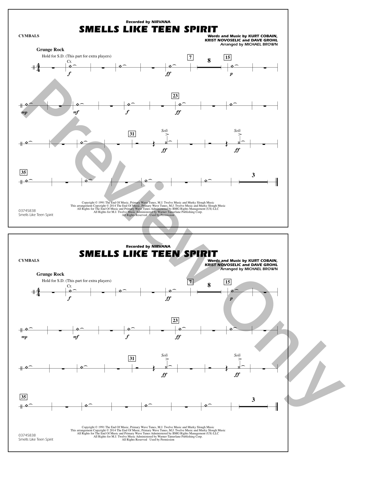 Smells Like Teen Spirit Marching Band Sheet Music | J.W. Pepper
