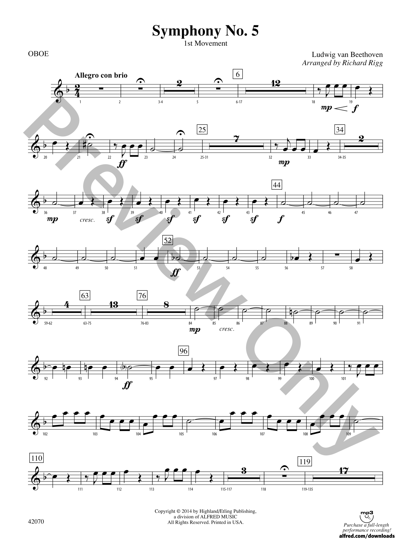 Symphony No. 5 Orchestra Sheet Music | J.W. Pepper