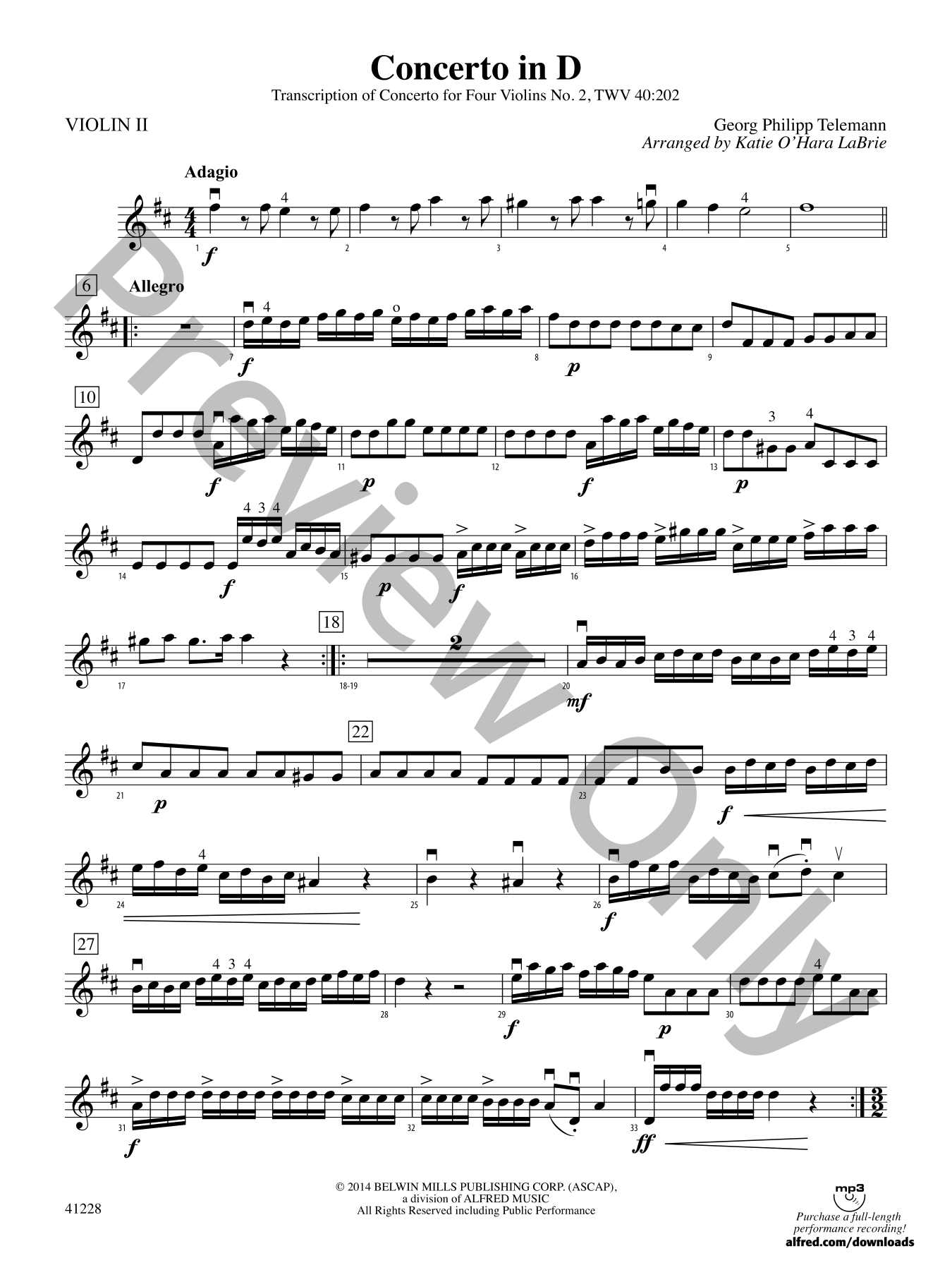 Concerto in D Orchestra Sheet Music | J.W. Pepper