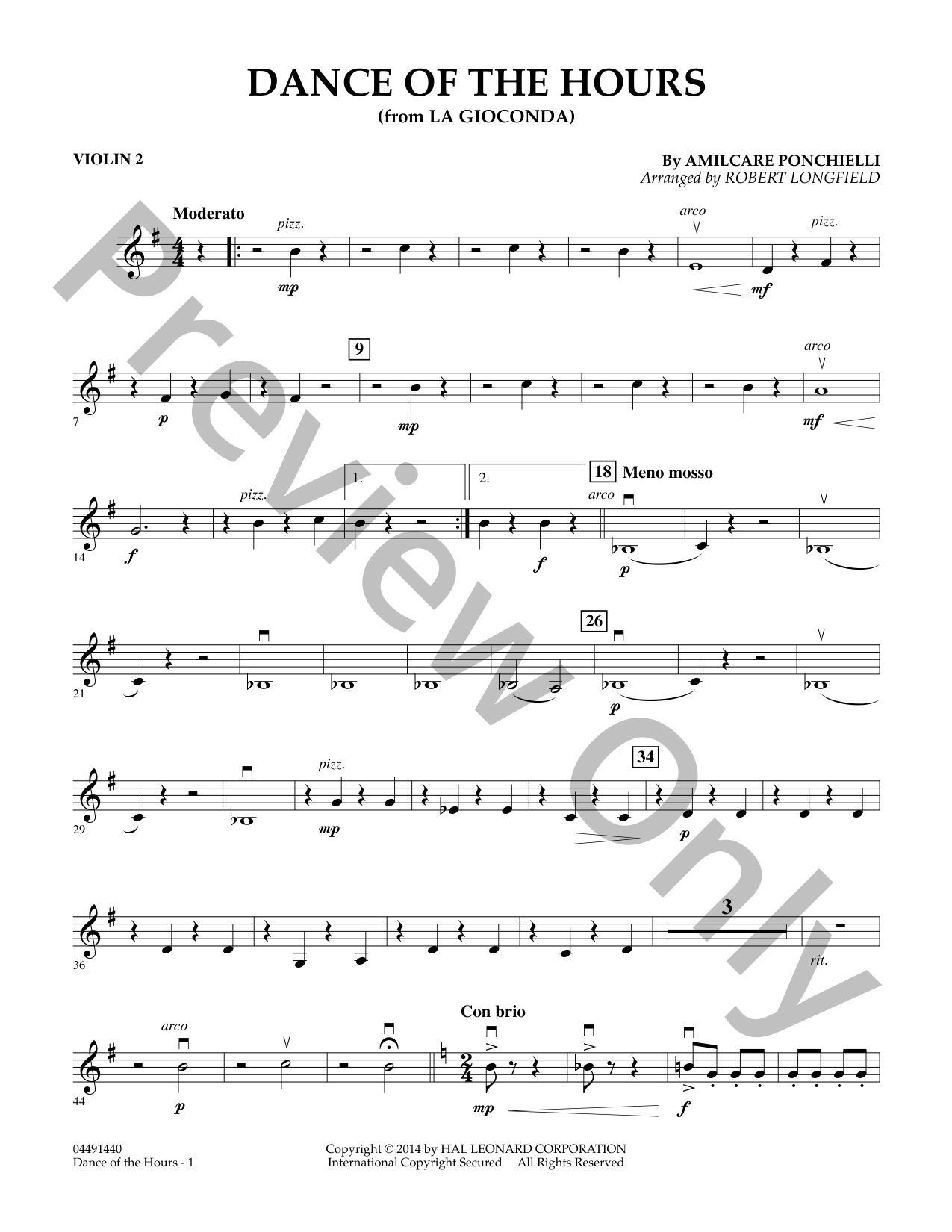 Dance of the Hours Orchestra Sheet Music | J.W. Pepper