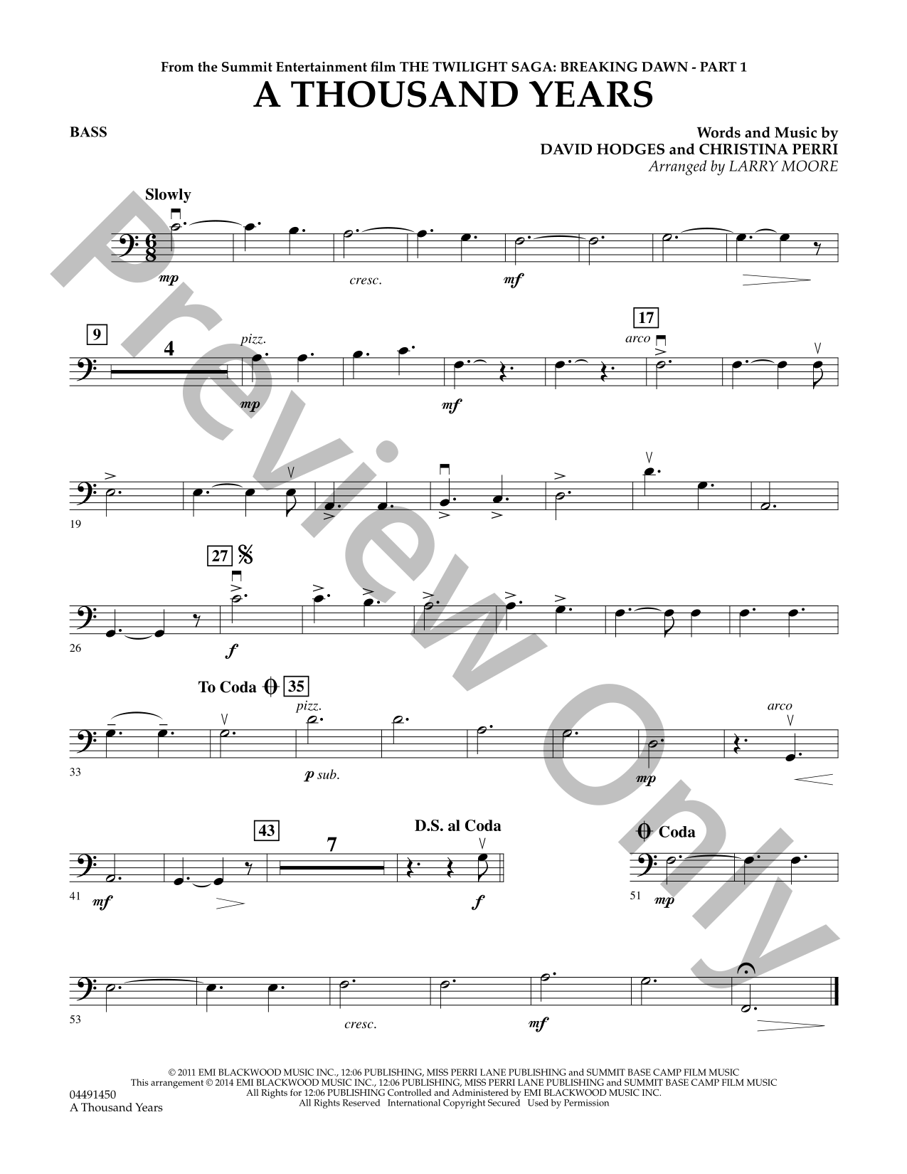 A Thousand Years Orchestra Sheet Music | J.W. Pepper