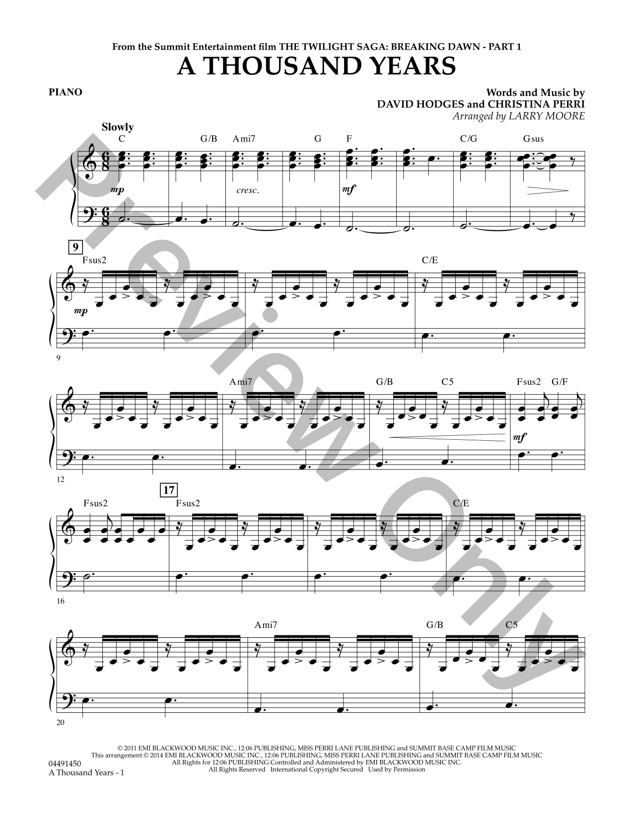 A Thousand Years Orchestra Sheet Music | J.W. Pepper