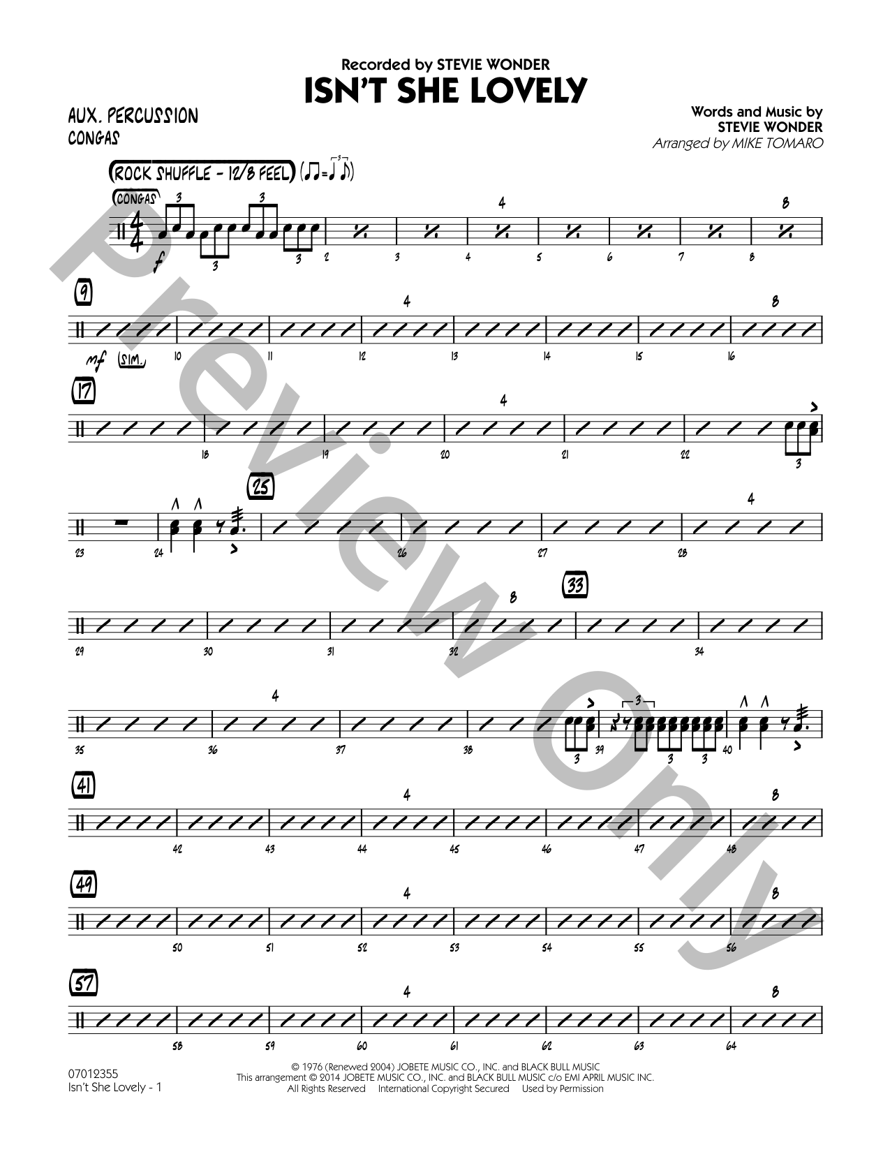 Isn't She Lovely? Jazz Sheet Music | J.W. Pepper