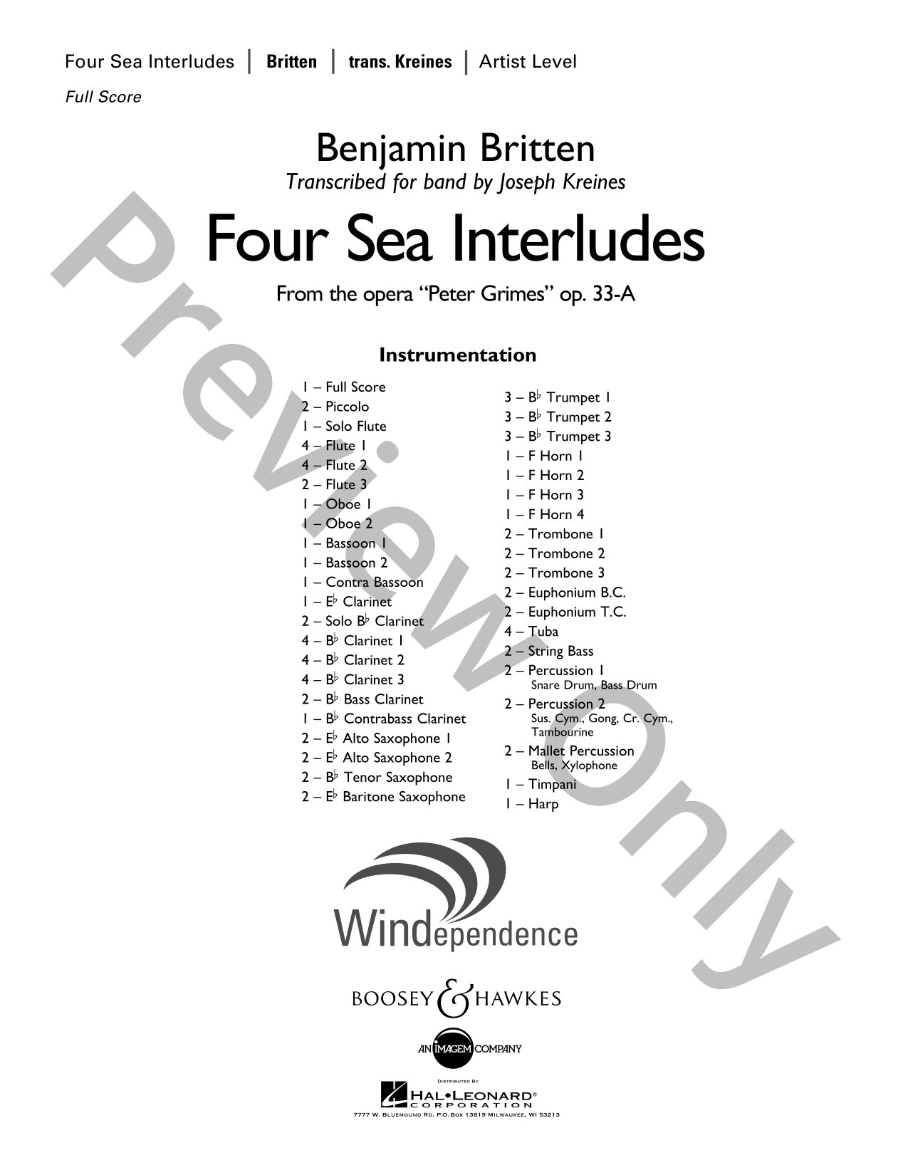 Four Sea Interludes Concert Band Sheet Music | J.W. Pepper