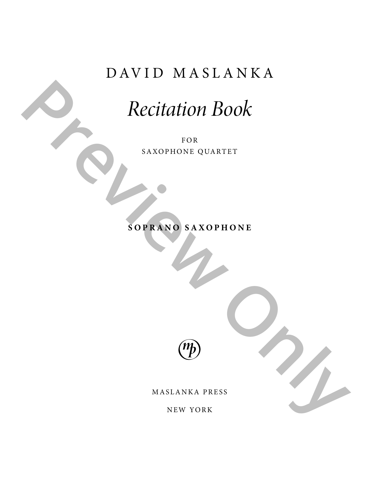 Recitation Book Sheet Music | J.W. Pepper