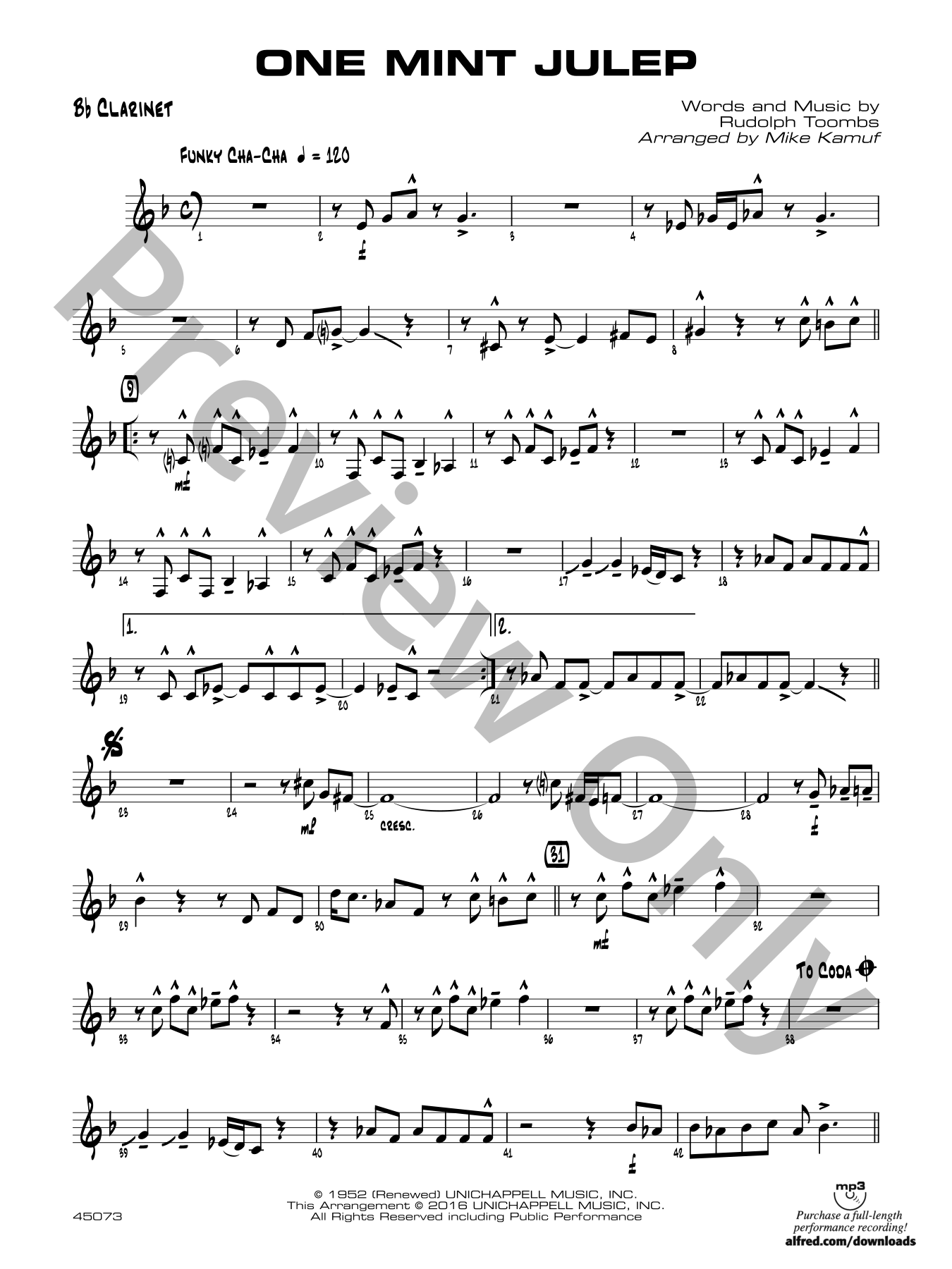 One Mint Julep Jazz Sheet Music | J.W. Pepper