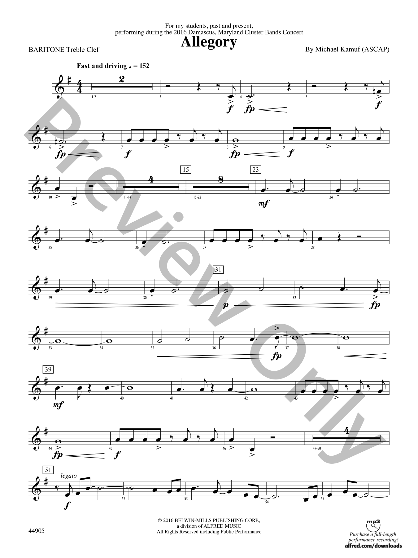 Allegory Concert Band Sheet Music | J.W. Pepper