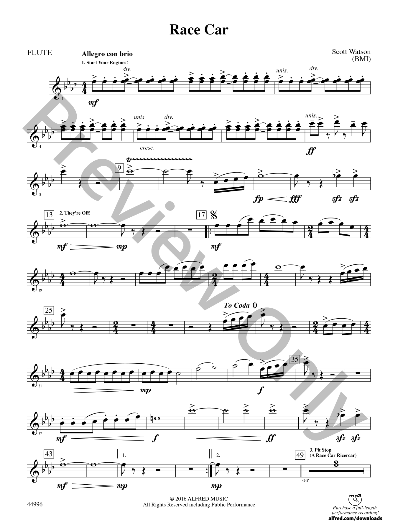 Race Car Concert Band Sheet Music | J.W. Pepper