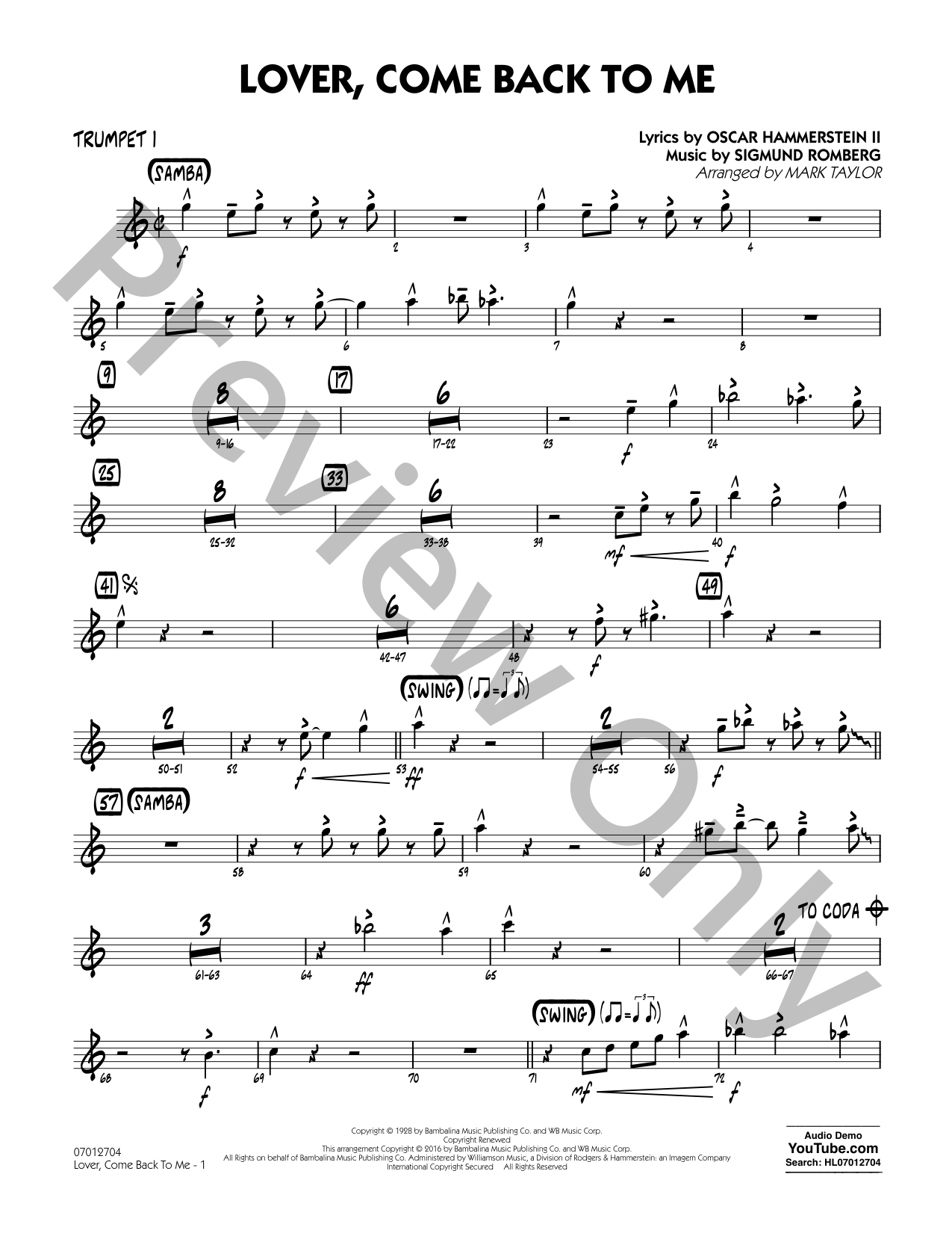 Lover, Come Back to Me Jazz Sheet Music | J.W. Pepper