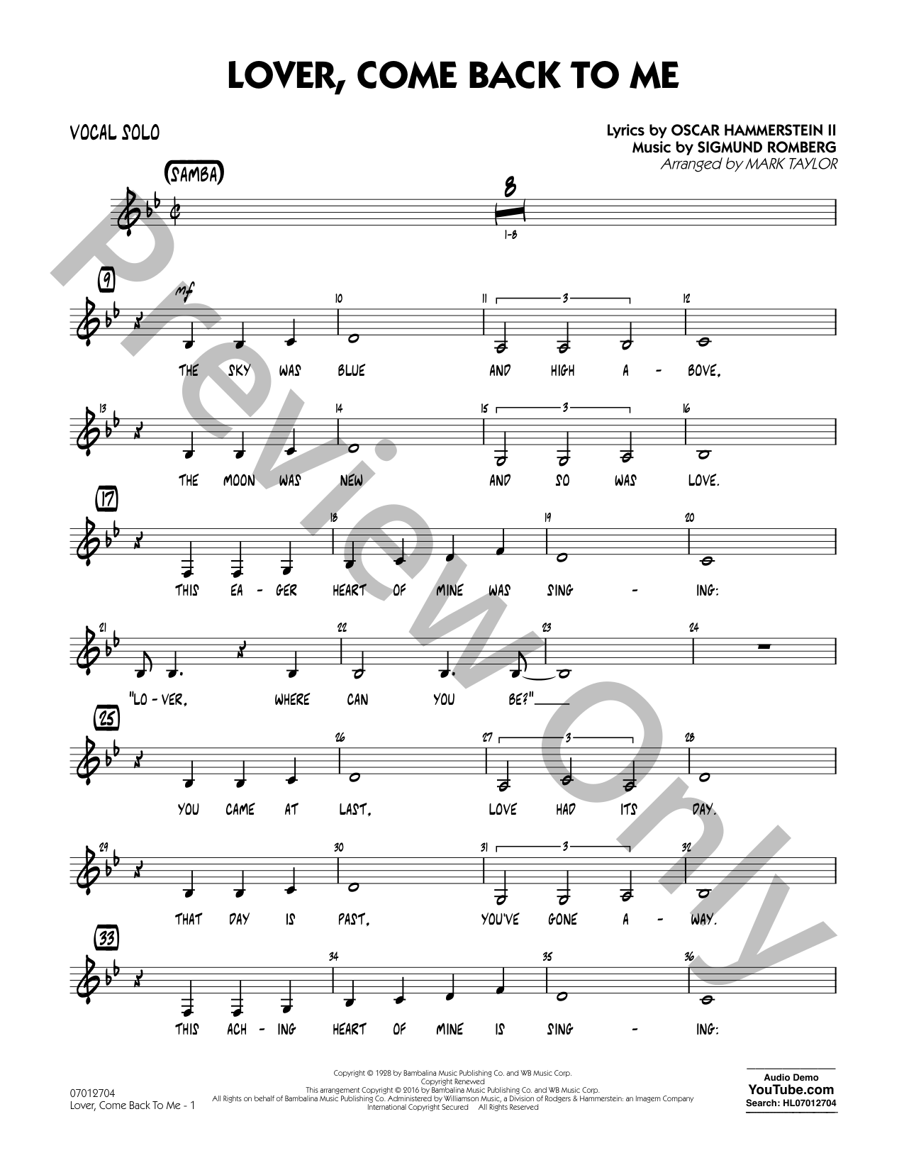 Lover, Come Back to Me Jazz Sheet Music | J.W. Pepper